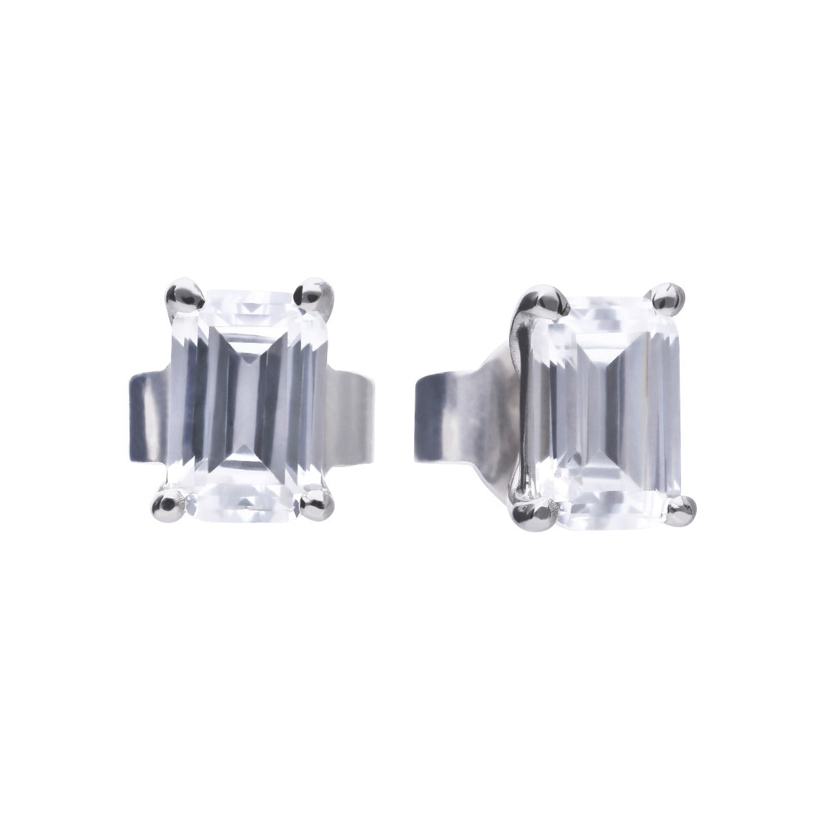 Emerald Cut Zirconia Stud Earrings