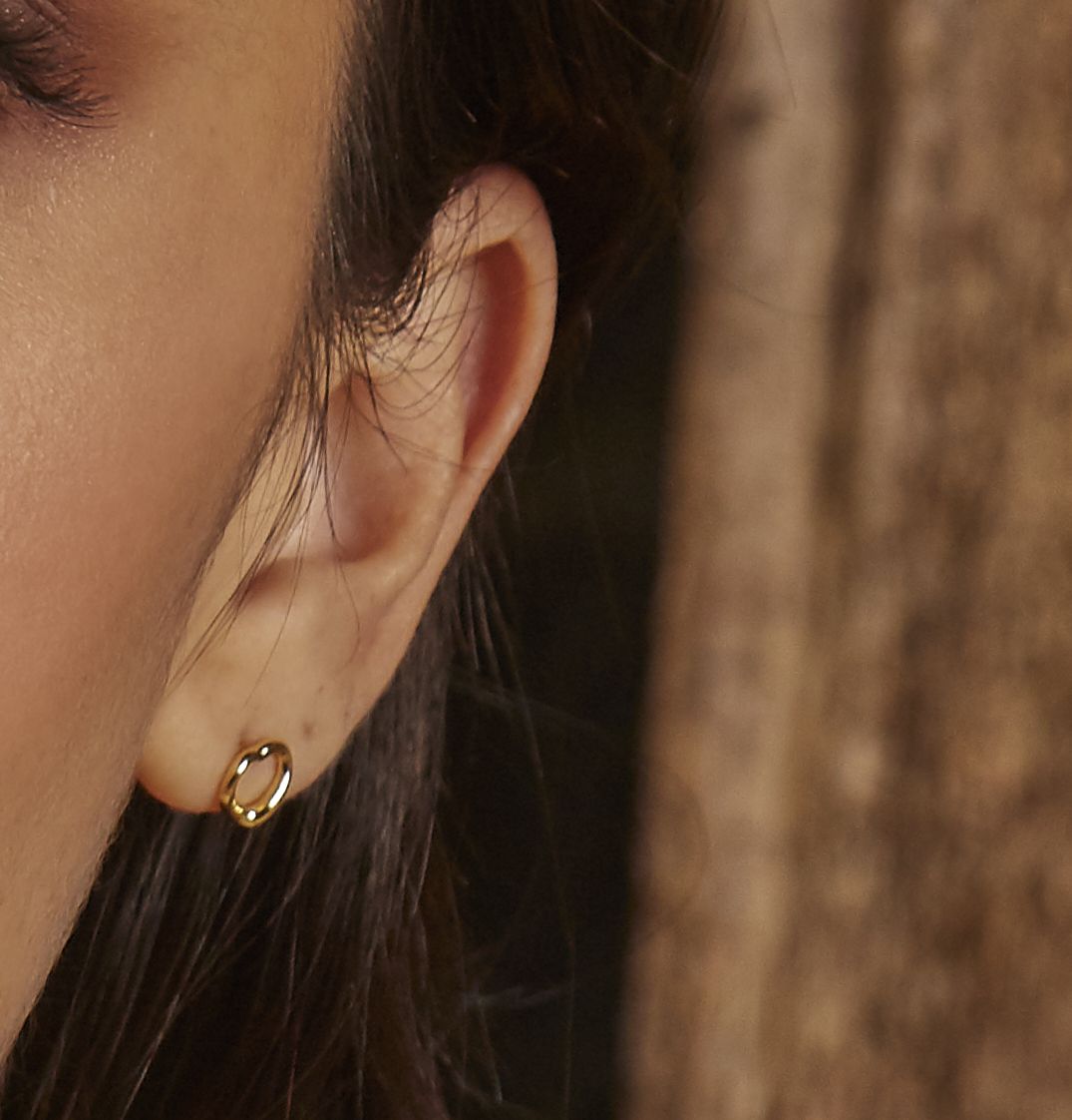 Small Open Heart Stud Earrings