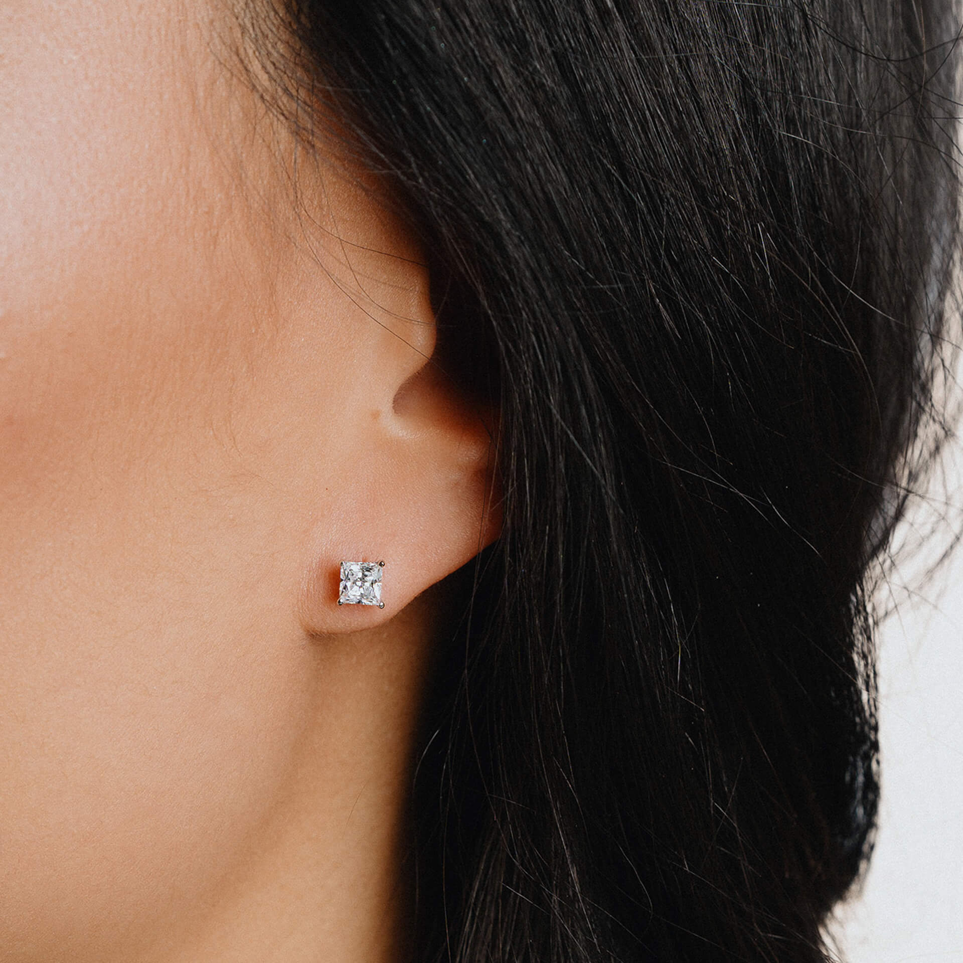 Princess Cut Zirconia Stud Earrings