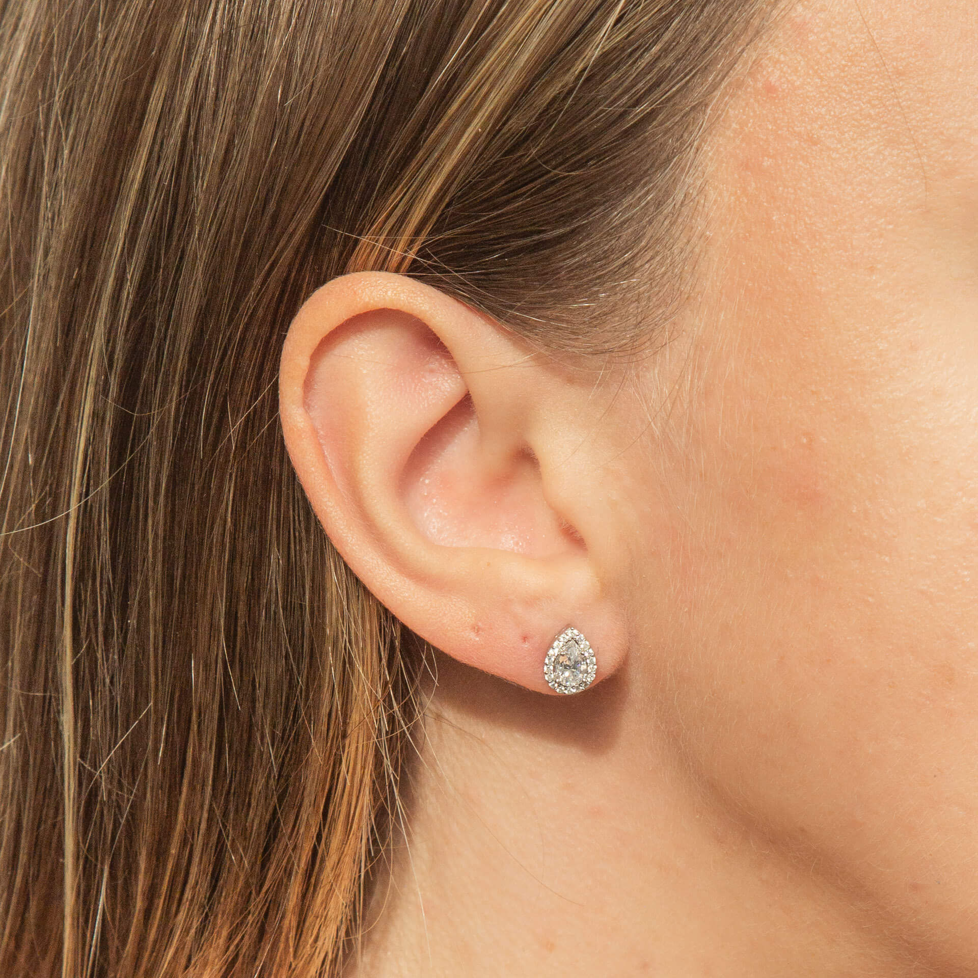 Teardrop Halo Stud Earrings