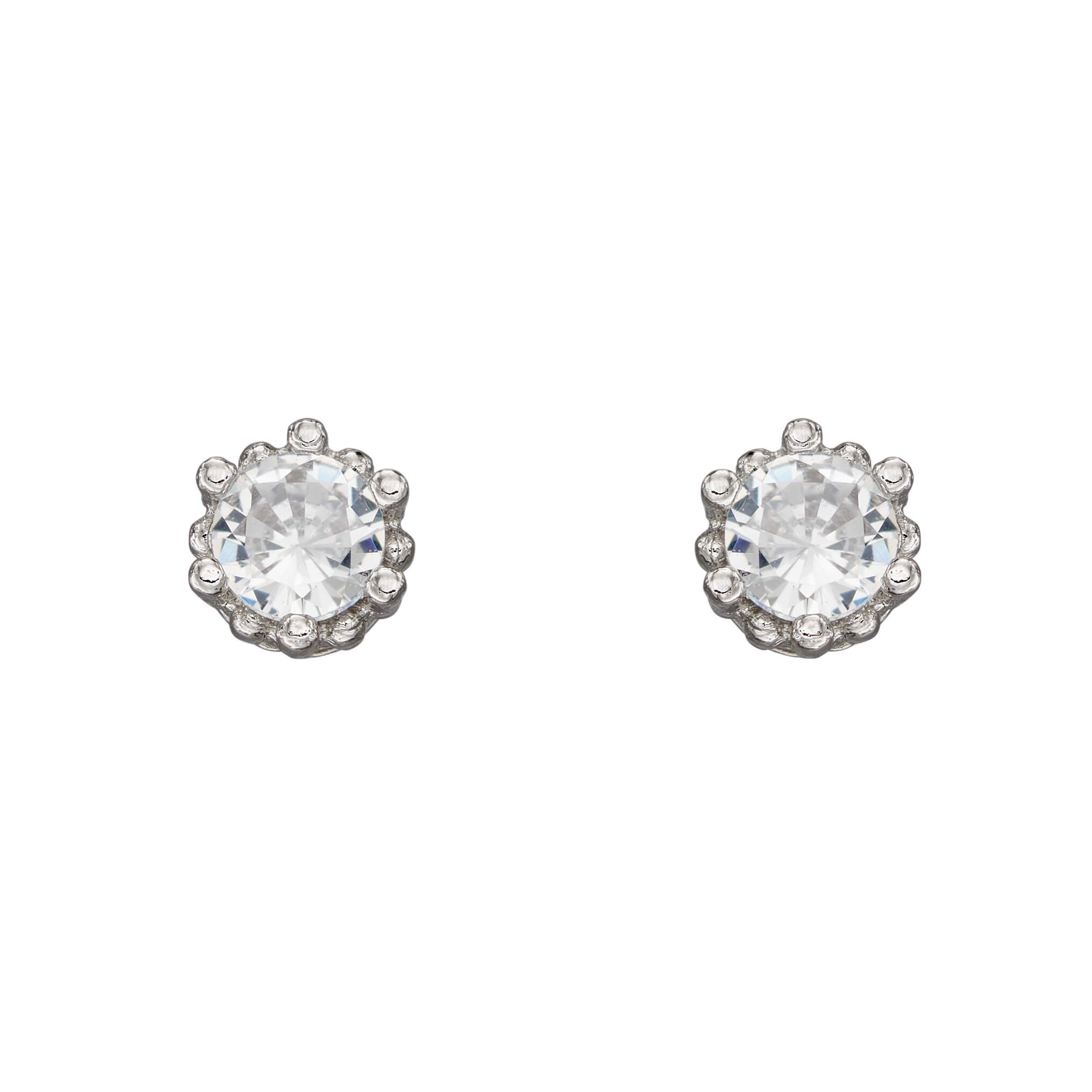 Dotted Edge Round Stud Earrings