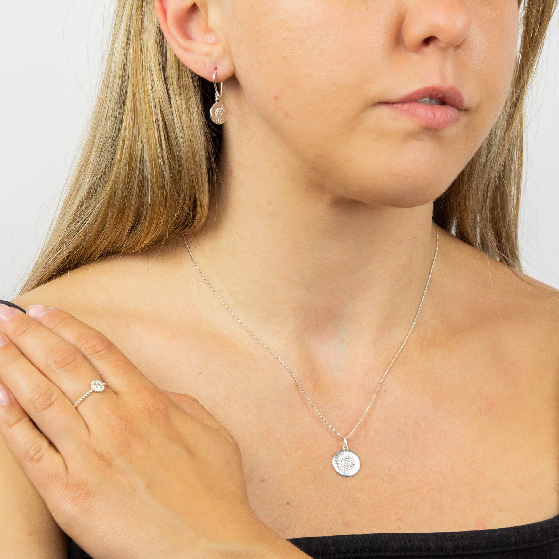 Diamond Cut Disc Drop Earrings