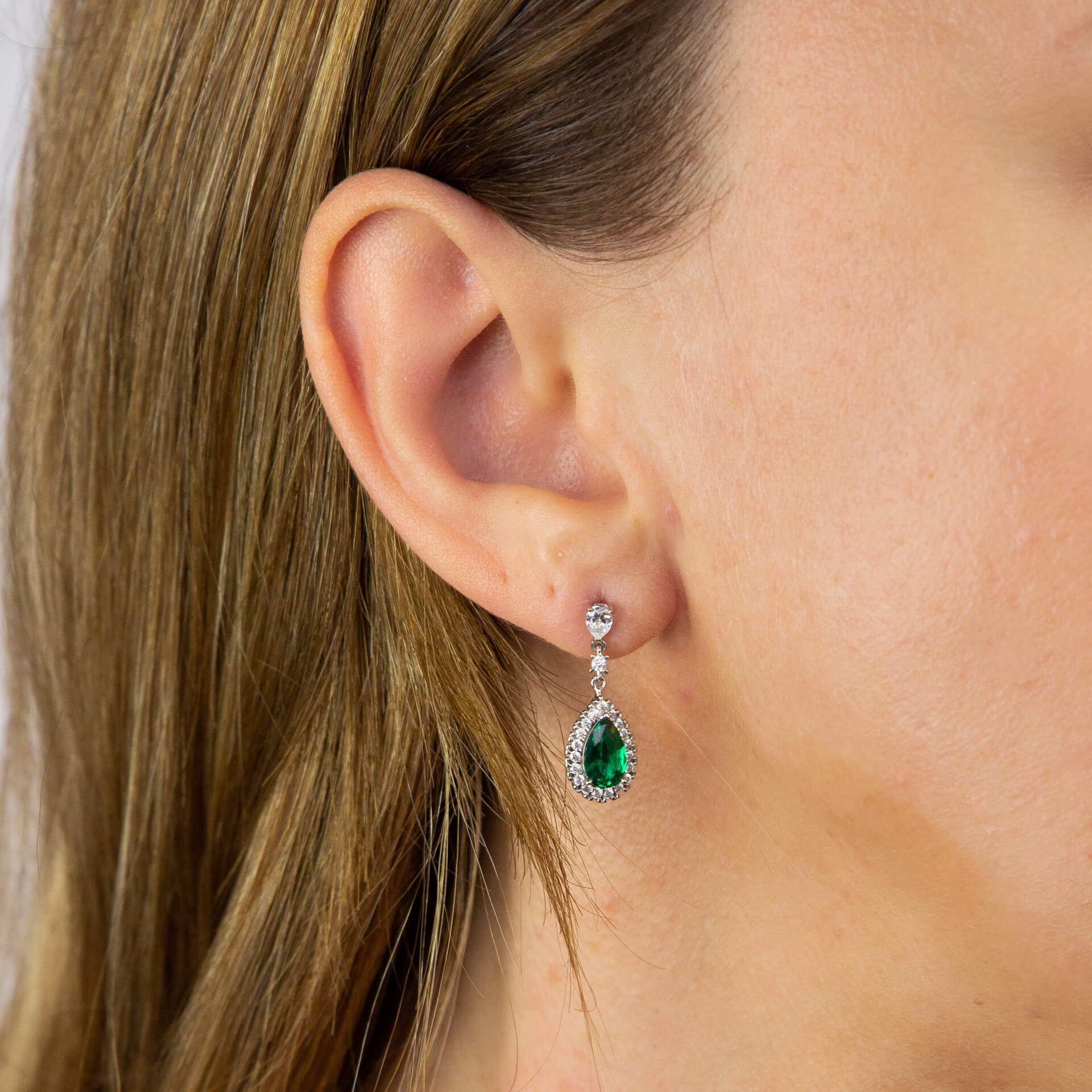 Teardrop and Pave Surround Earrings