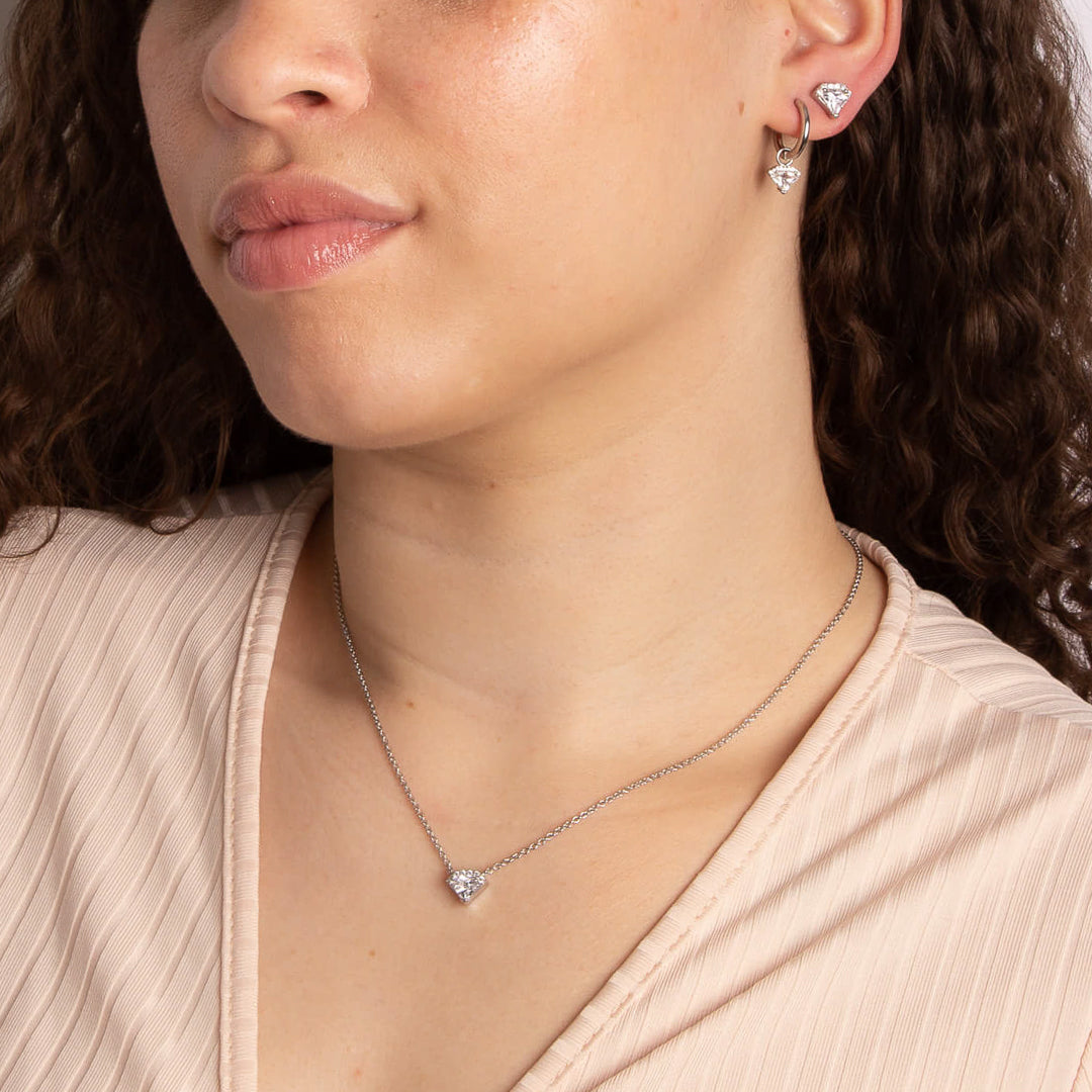 Diamond Shaped Zirconia Stud Earrings