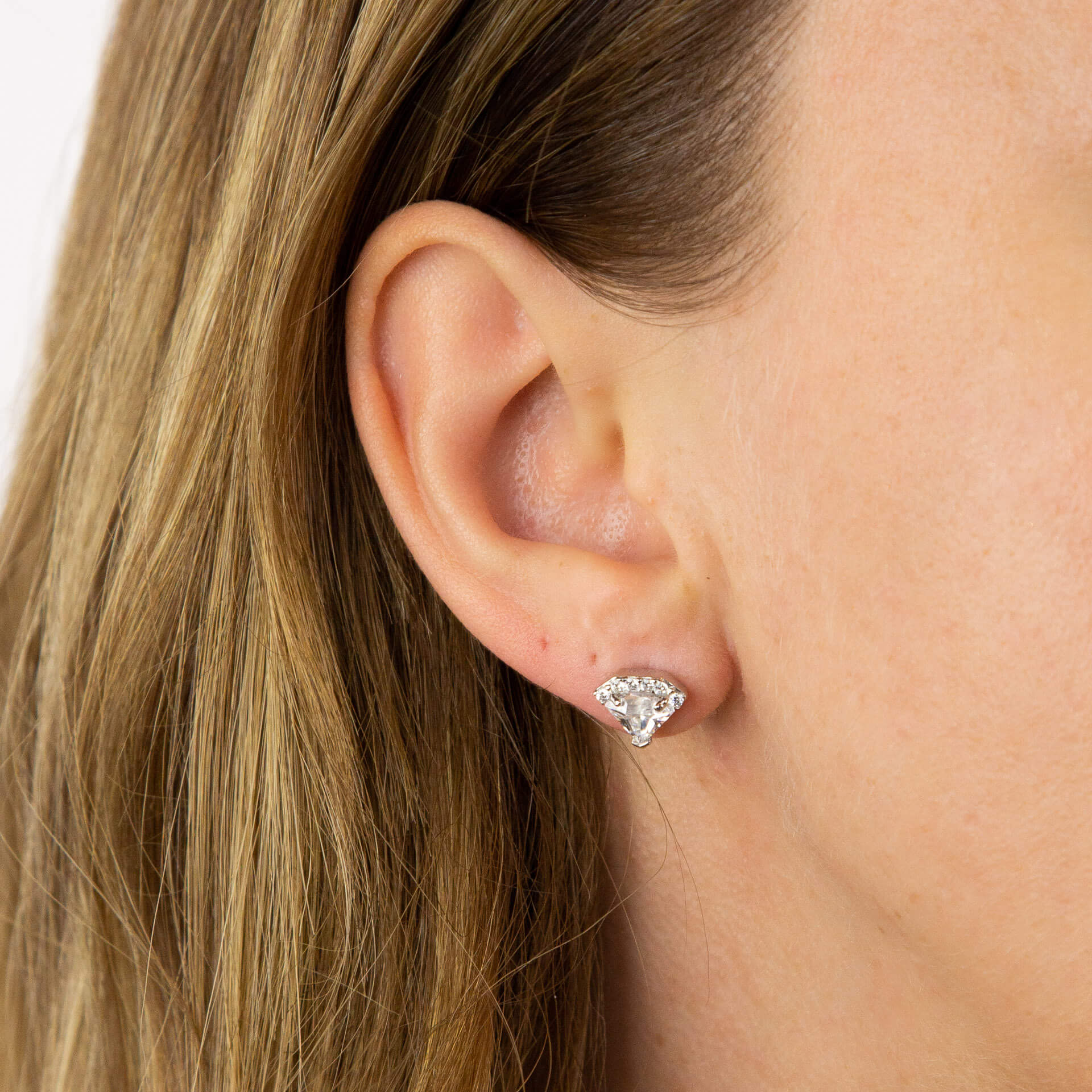 Diamond Shaped Zirconia Stud Earrings