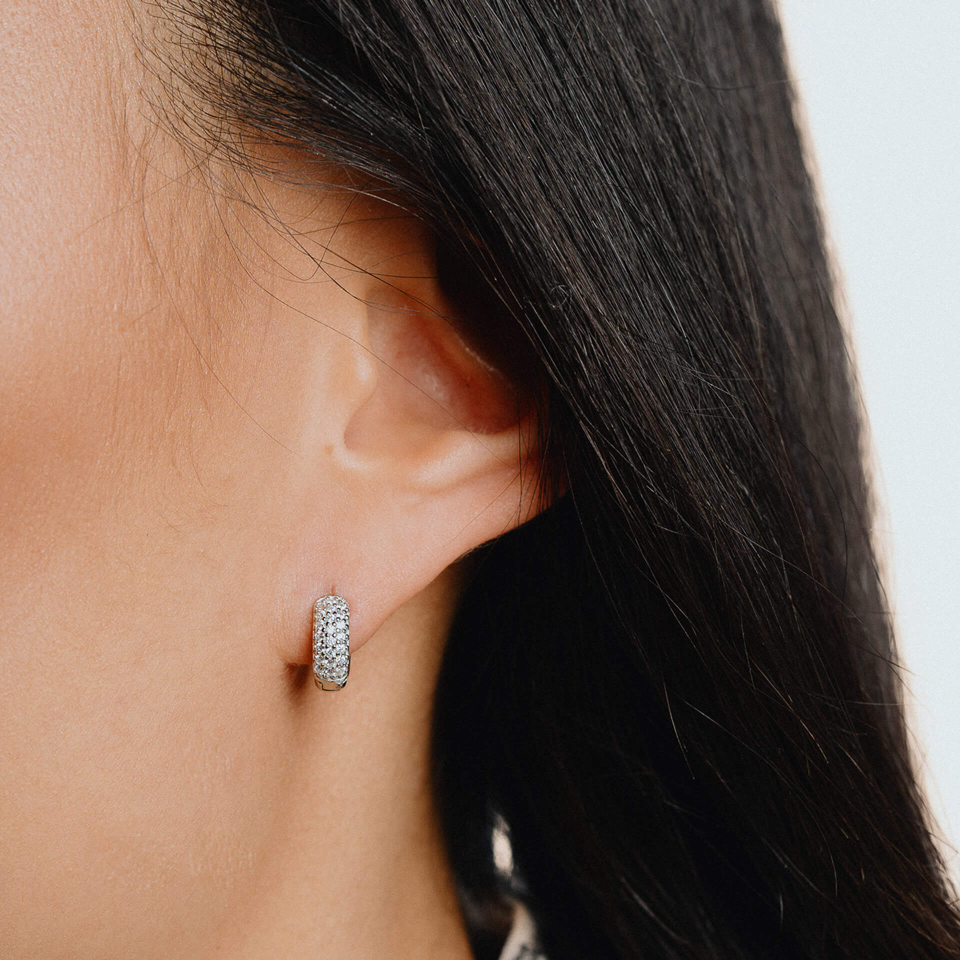 Small Pave Zirconia Huggie Earrings