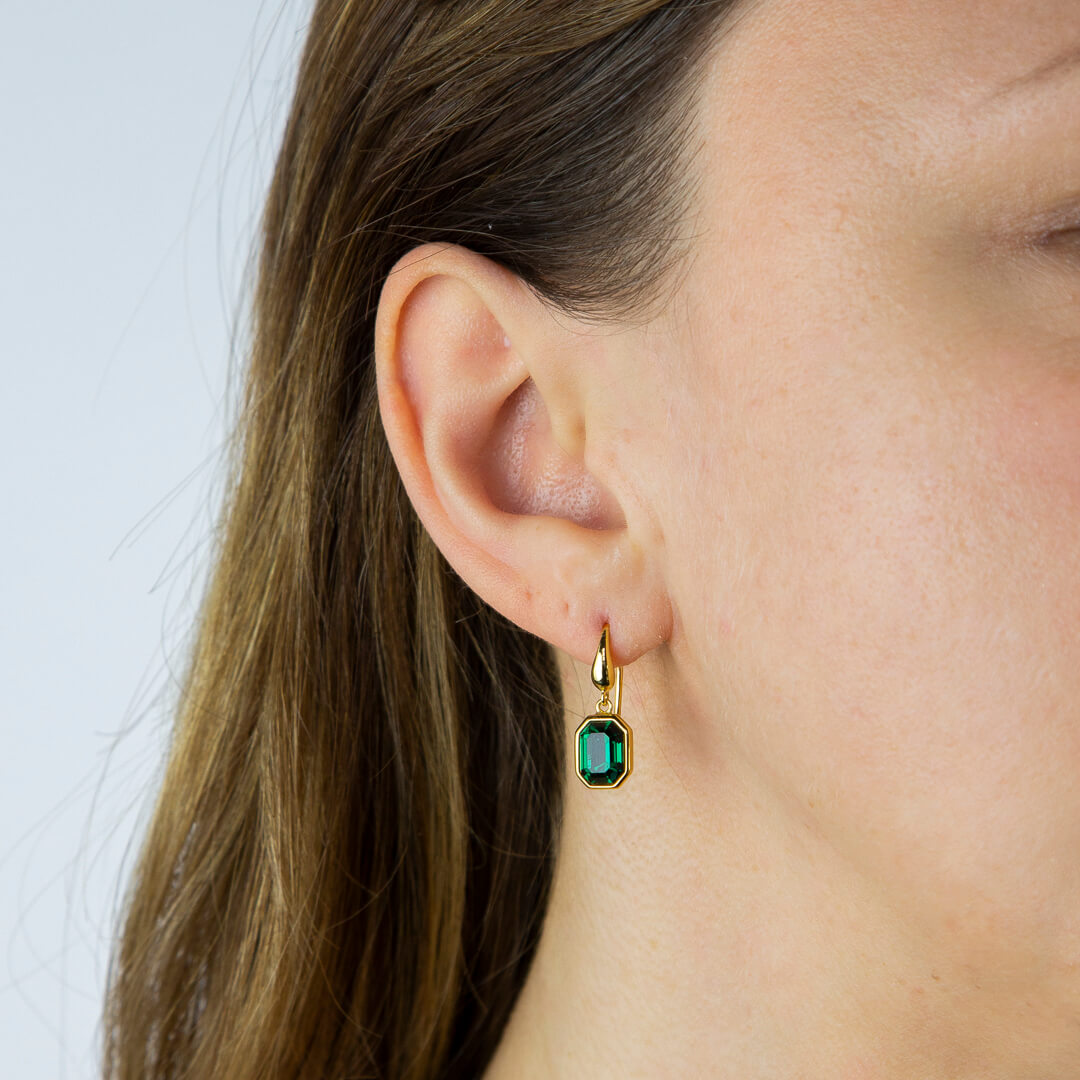 Elongated Octagon Crystal Drop Earrings