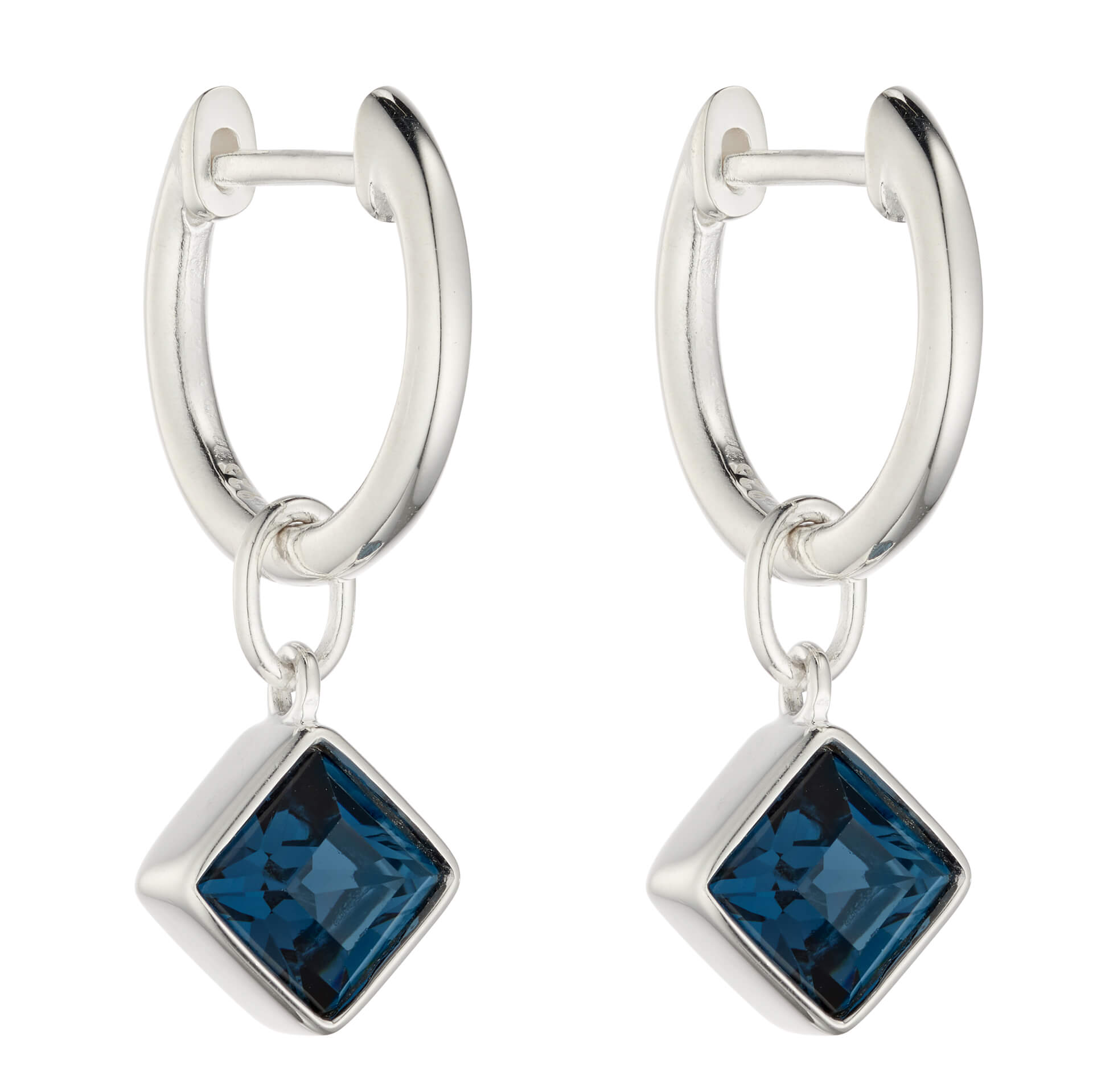 Square Crystal Assembled Hoop Earrings