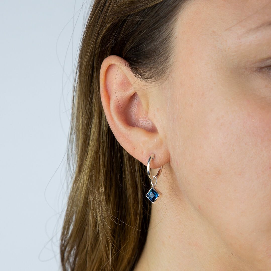 Square Crystal Assembled Hoop Earrings