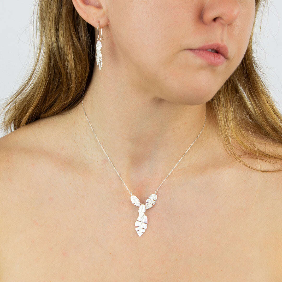 Multi Leaf Drop Necklace