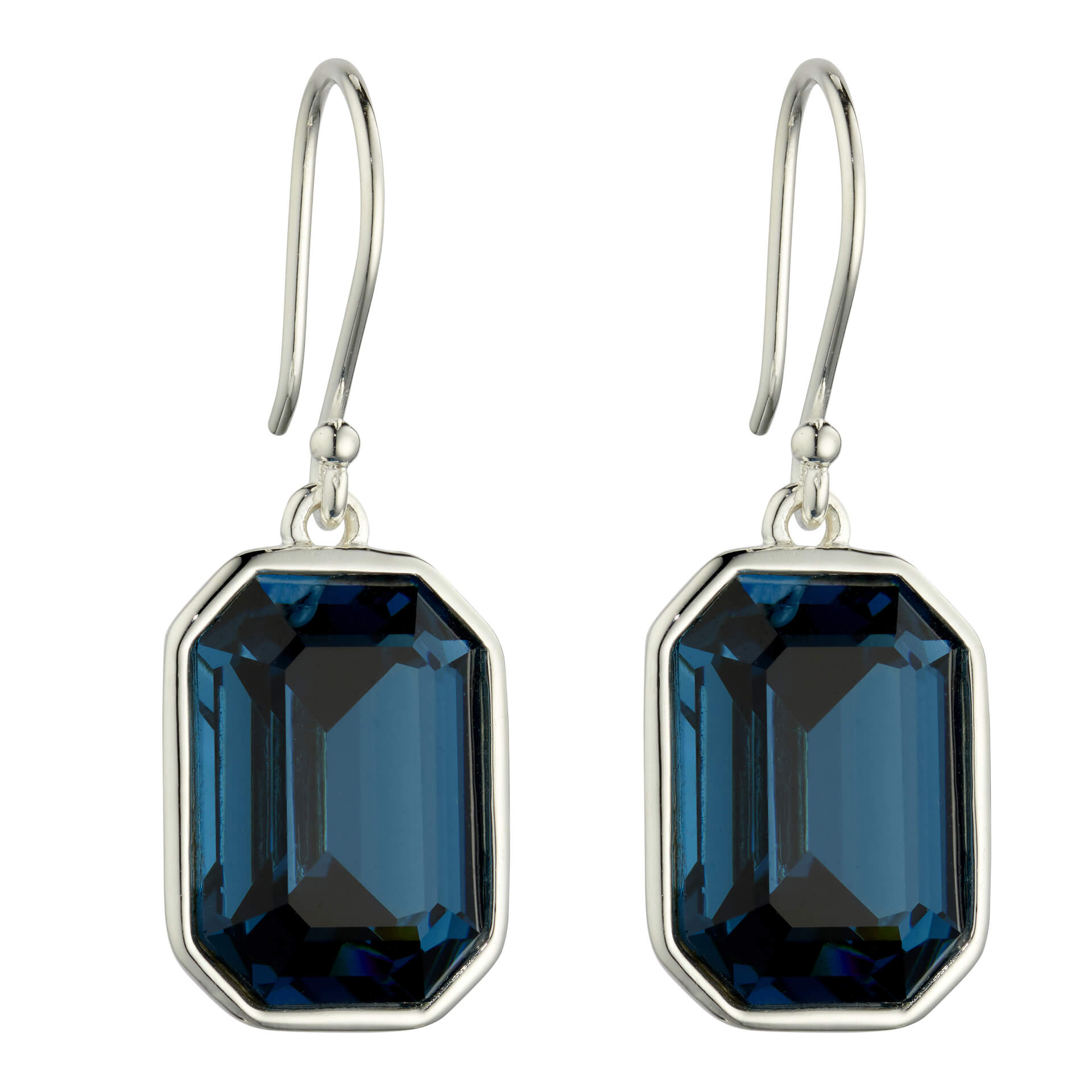 Elongated Octagon Crystal Drop Earrings