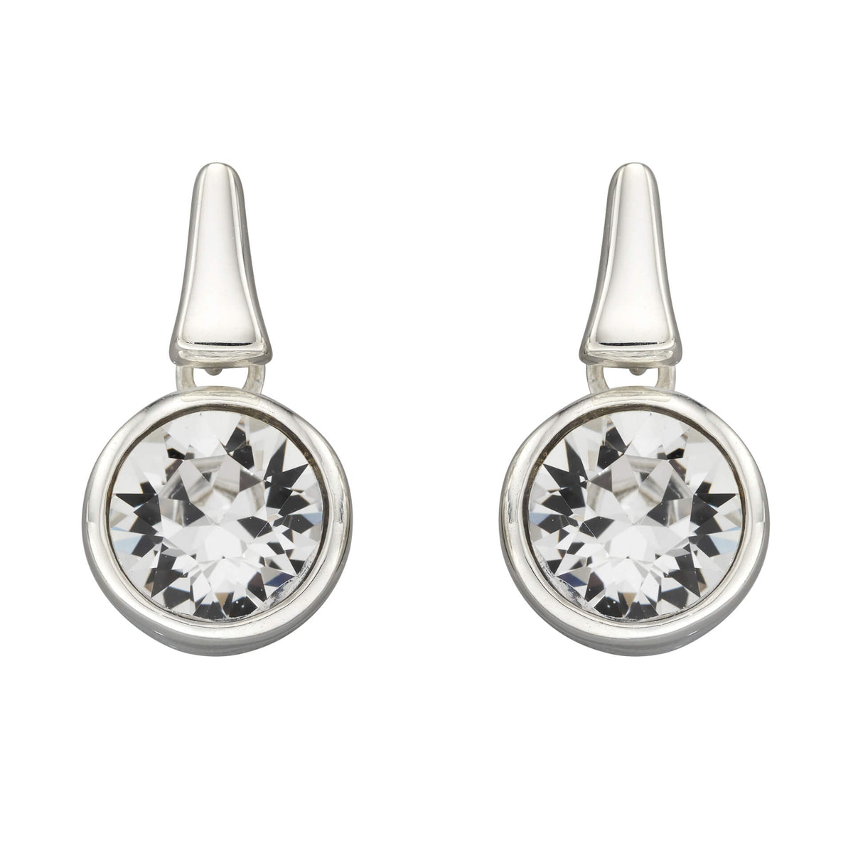 Pillar Round Drop Earrings with Crystal