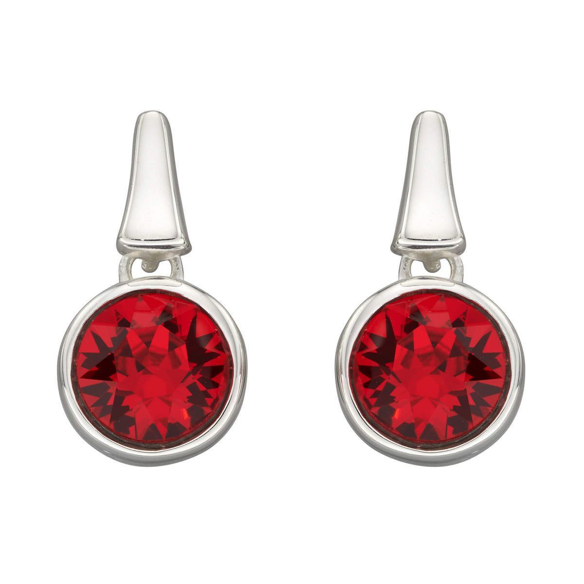 Pillar Round Drop Earrings with Crystal