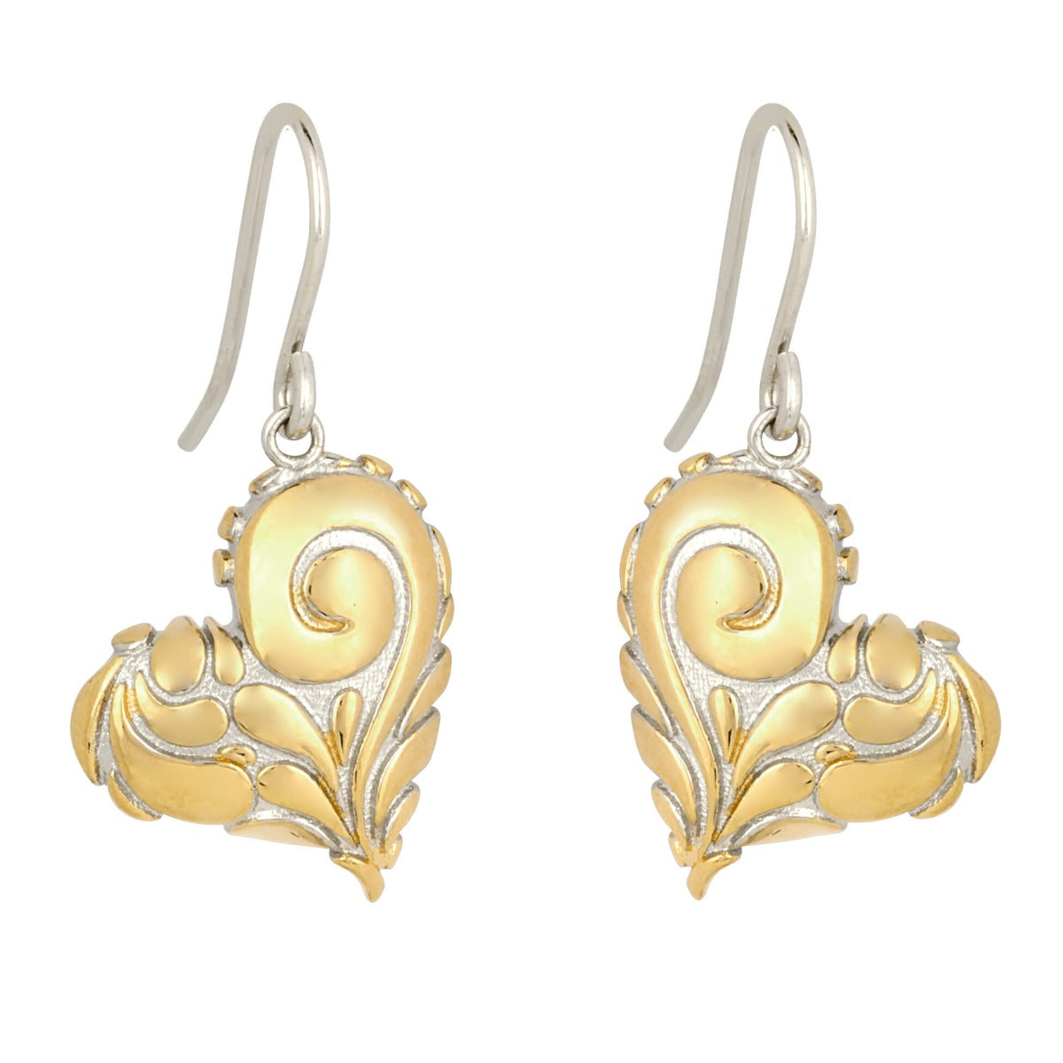 Night Sky Inspired Heart Drop Earrings with Yellow Gold Plating