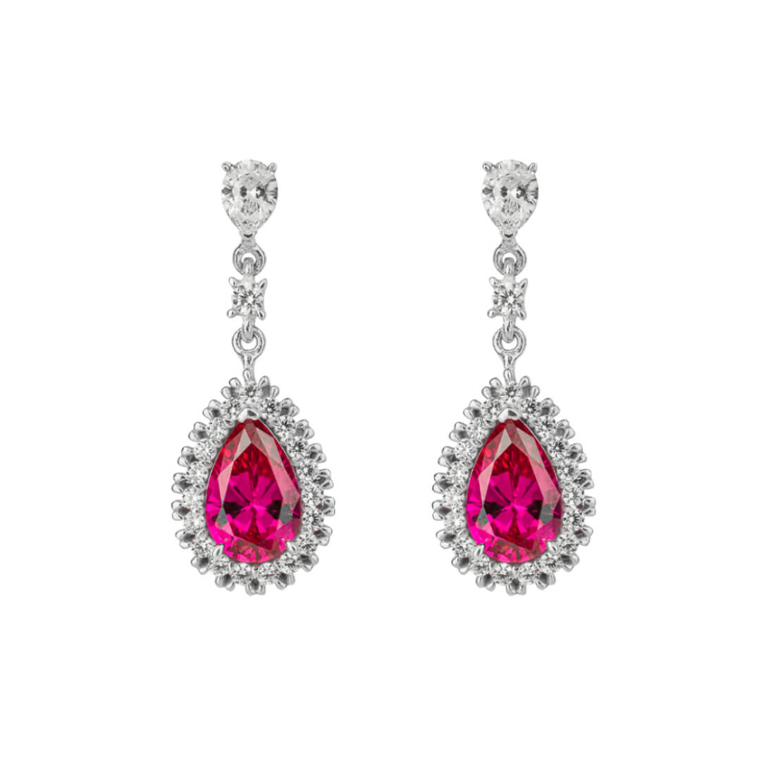 Teardrop and Pave Surround Earrings
