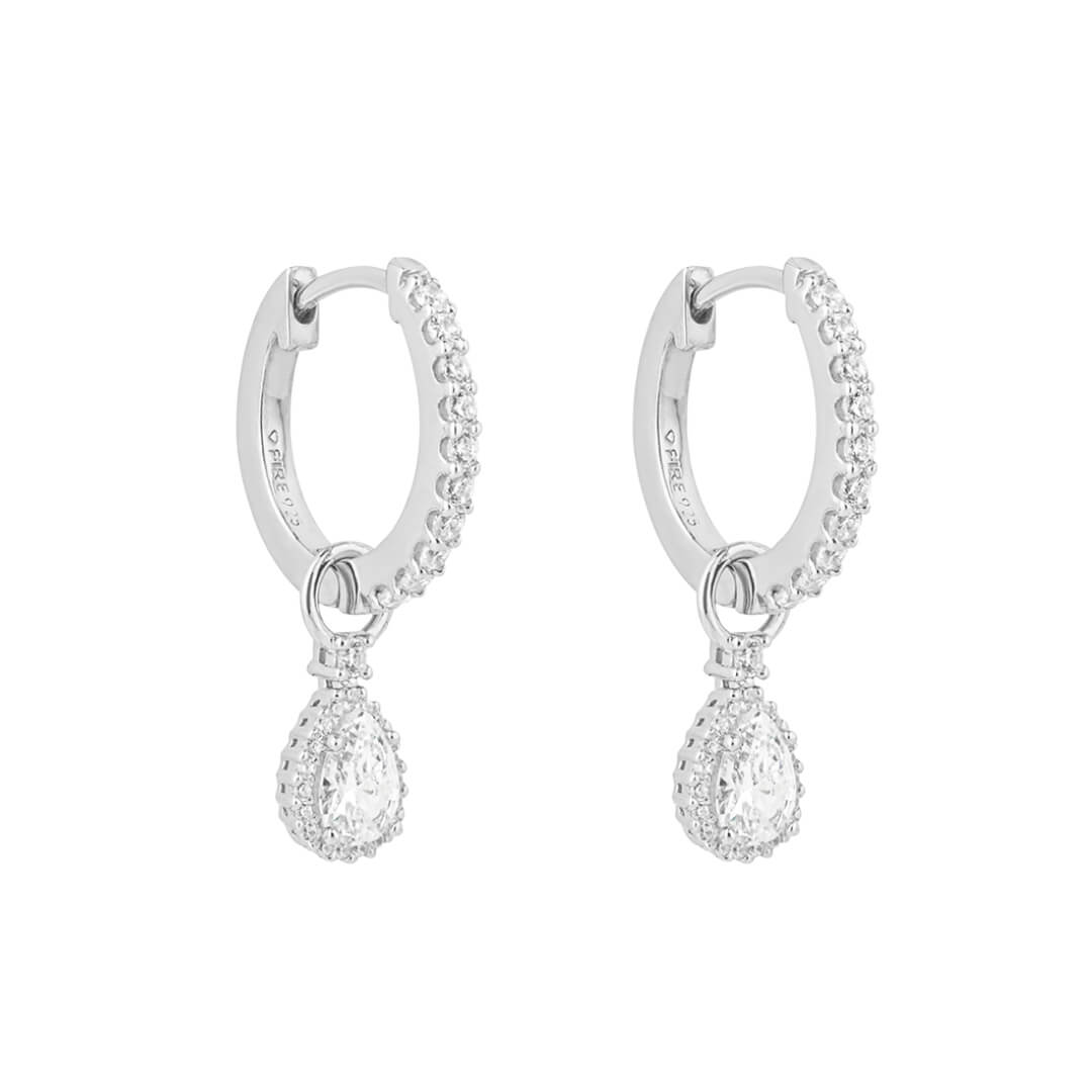 Teardrop Zirconia Assembled Hoop Earrings