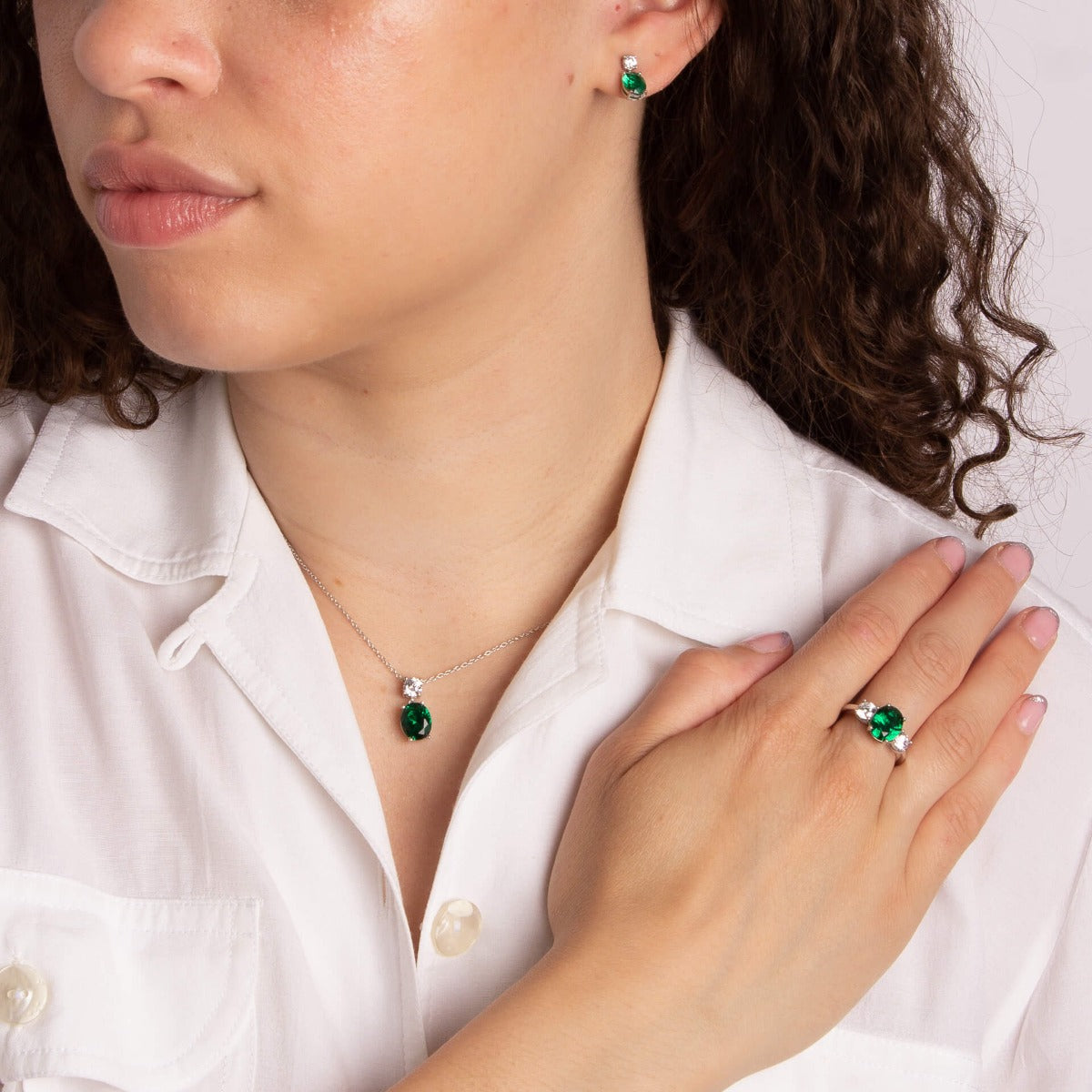 Oval Zirconia Drop Pendant