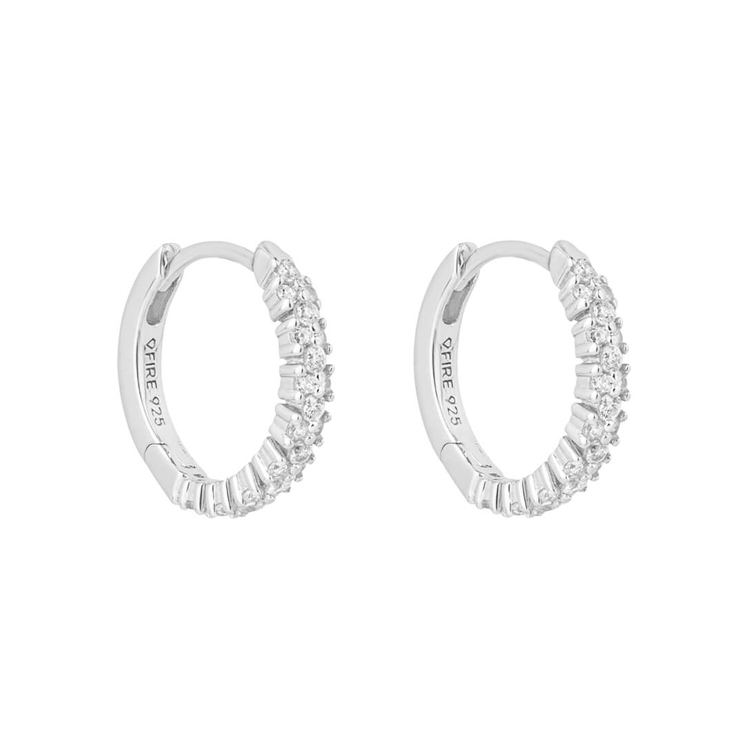 Dainty Pave Set Cluster Hoop Earrings