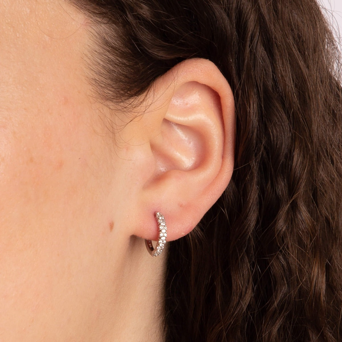 Dainty Pave Set Cluster Hoop Earrings