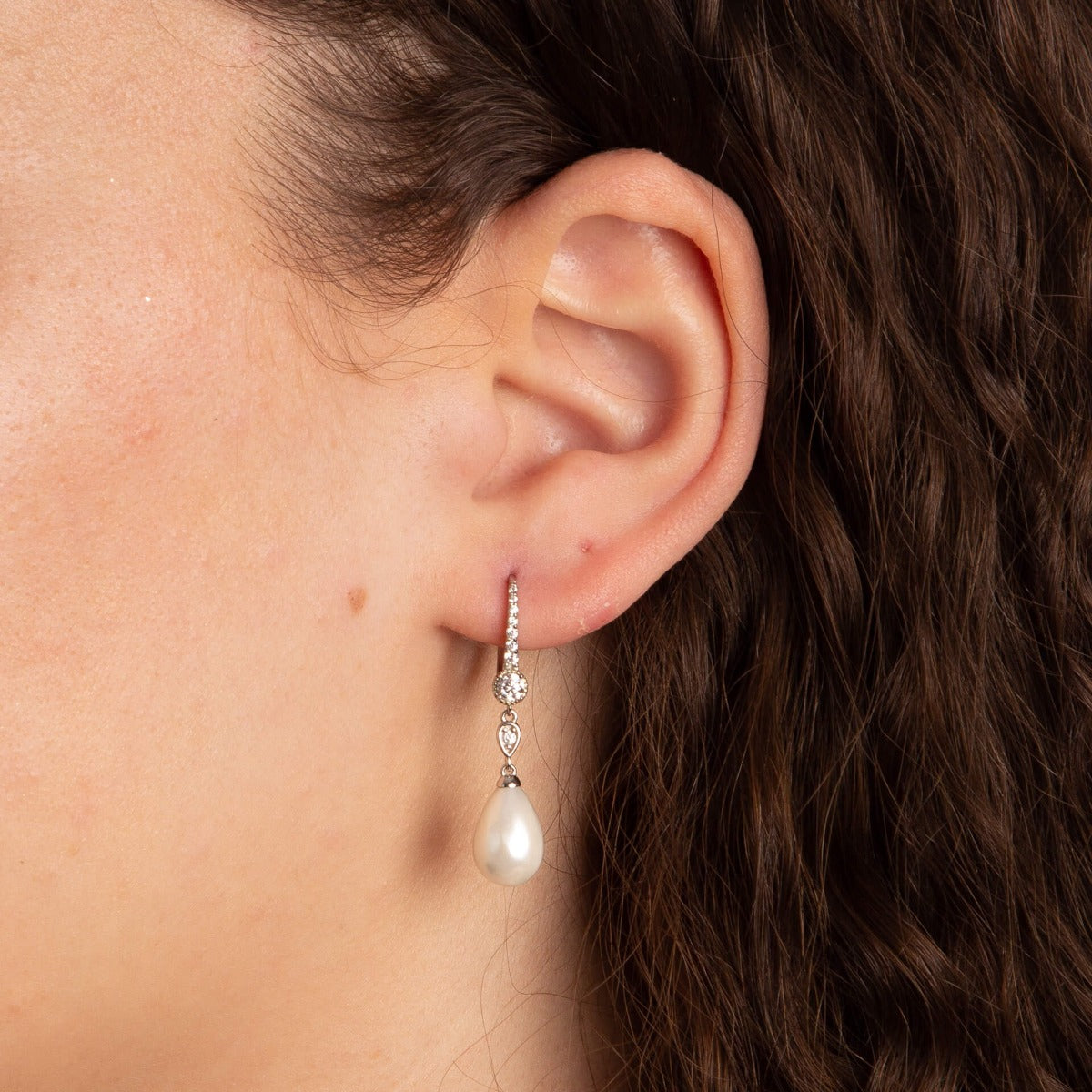 Shell Pearl Drop Lever Hook Earrings