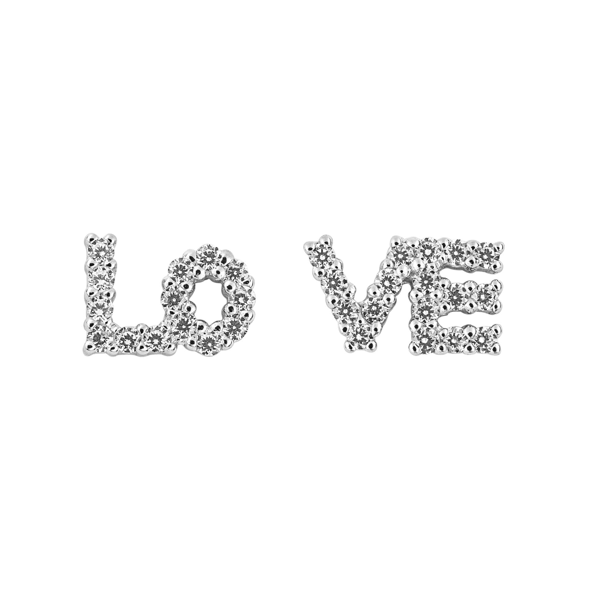 LOVE Stud Earrings with Pave Cubic Zirconia