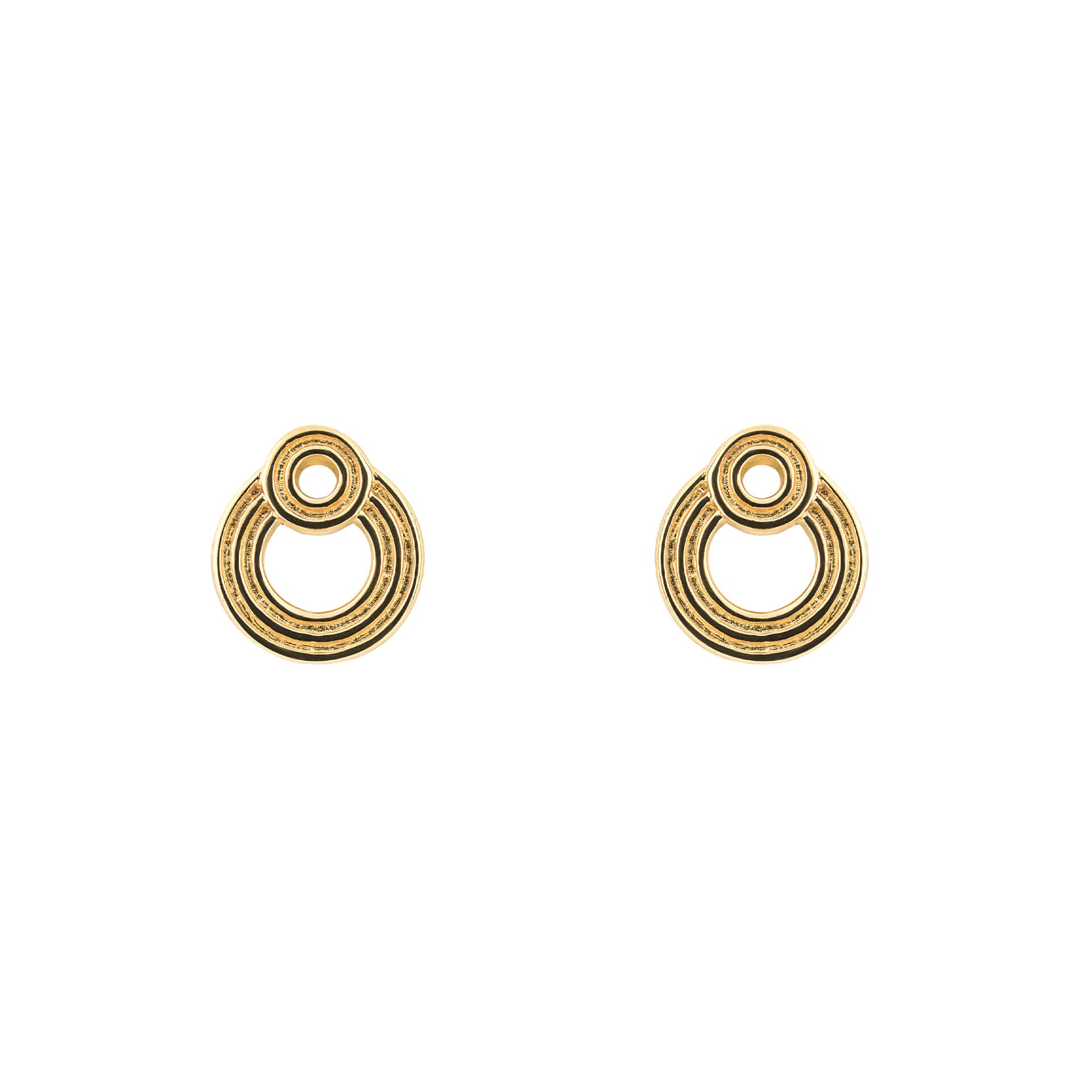 Ridged Double Open Circle Stud Earrings