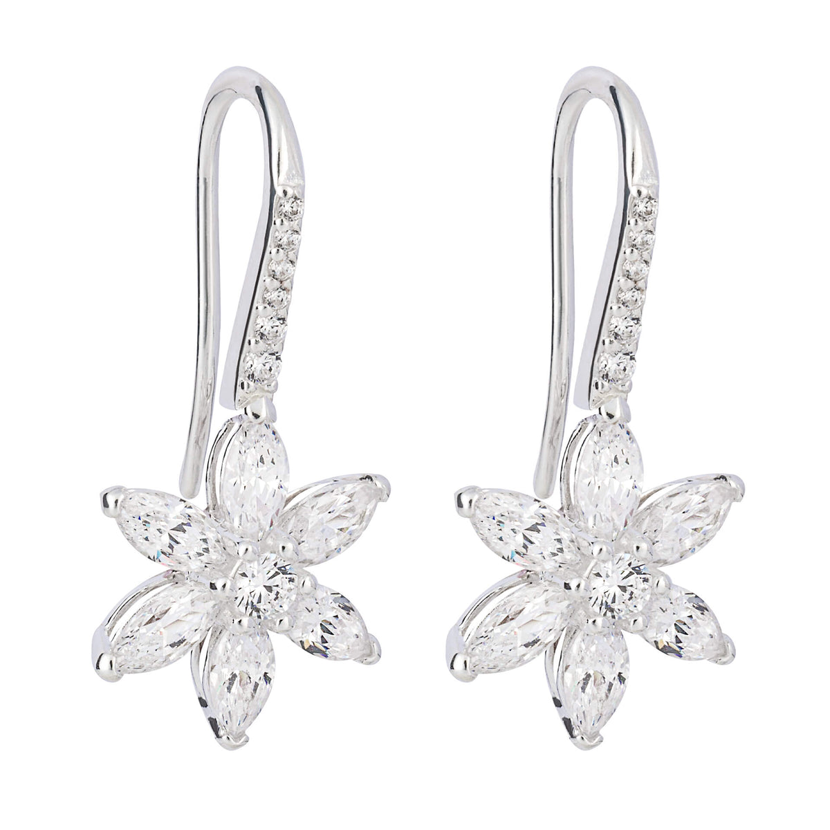 Flower Drop Earrings with Cubic Zirconia