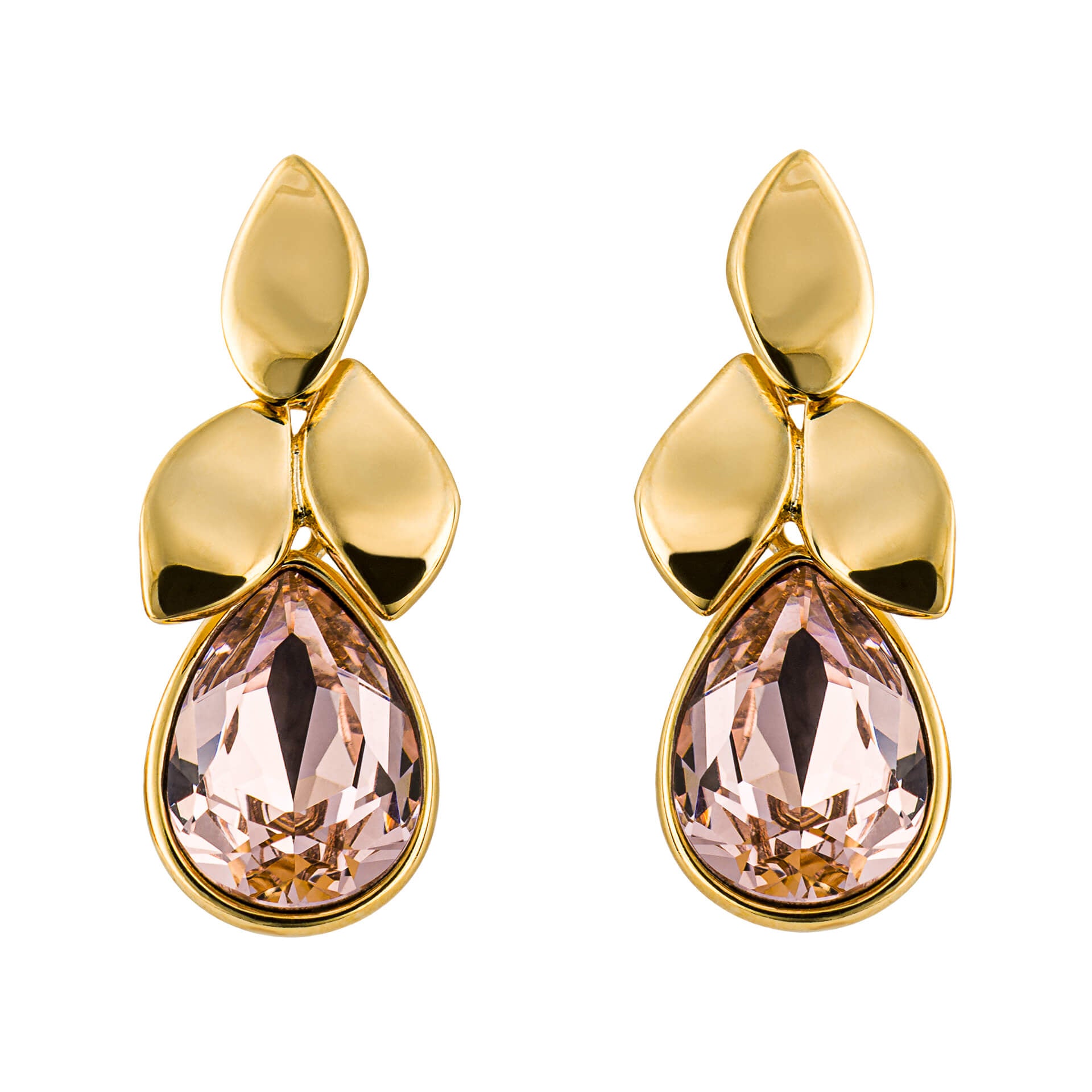 Petal Drop Stud Earrings with Crystal