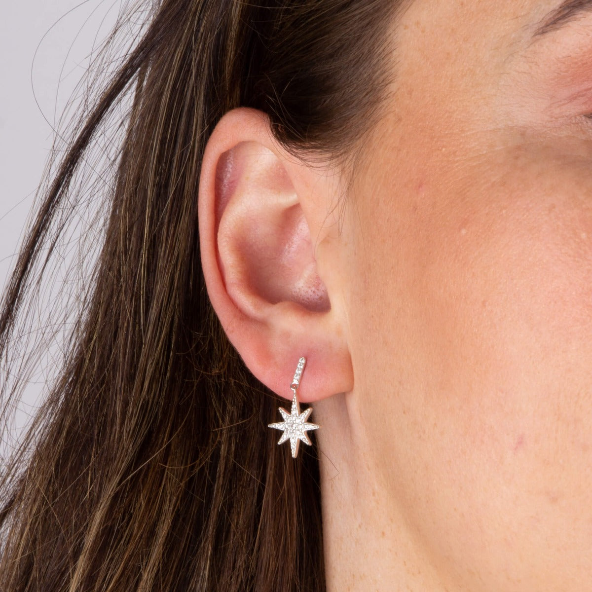Starburst Drop Earrings with Pave Cubic Zirconia
