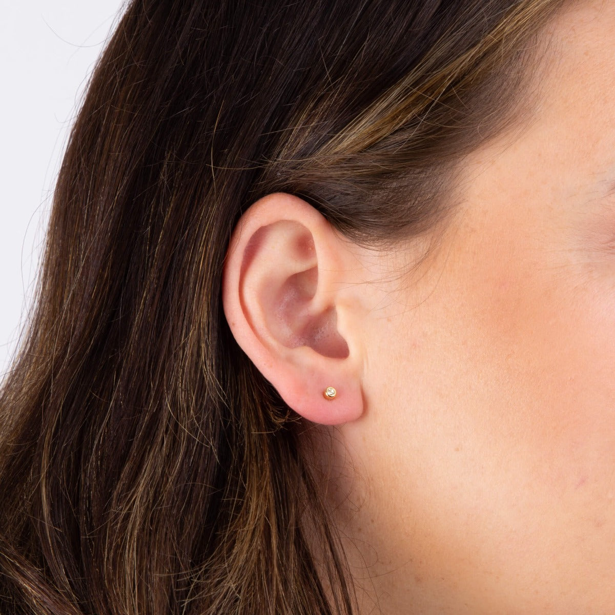 Small Stud Earrings with Clear Crystal and Yellow Gold Plating