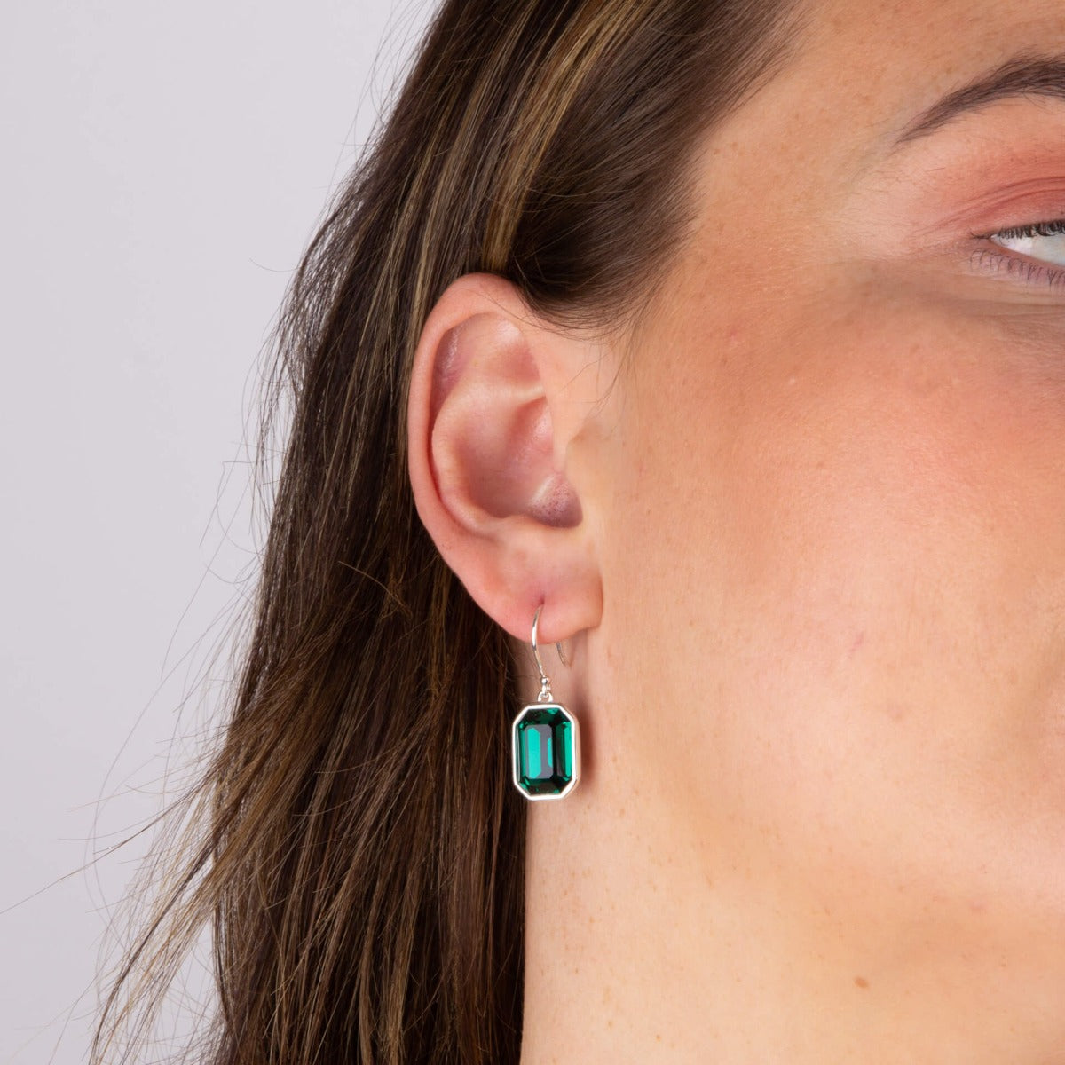 Elongated Octagon Crystal Drop Earrings