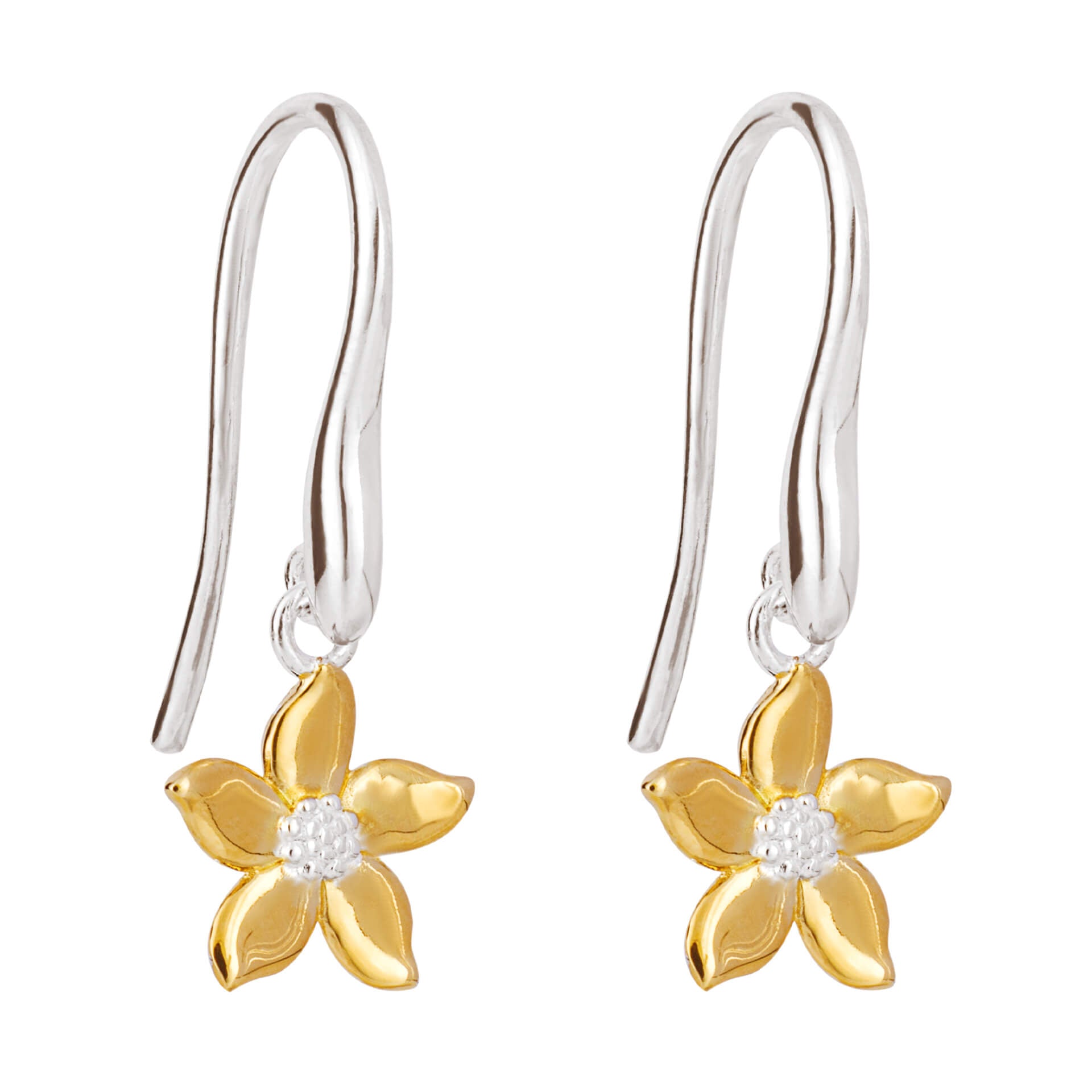 Jasmine Flower Drop Earrings with Yellow Gold Plating