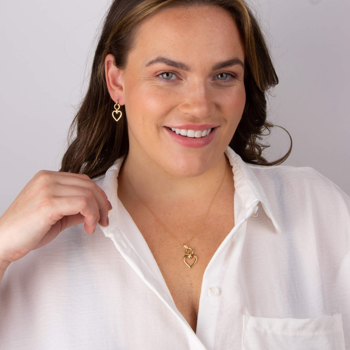 Open Heart Drop Earrings