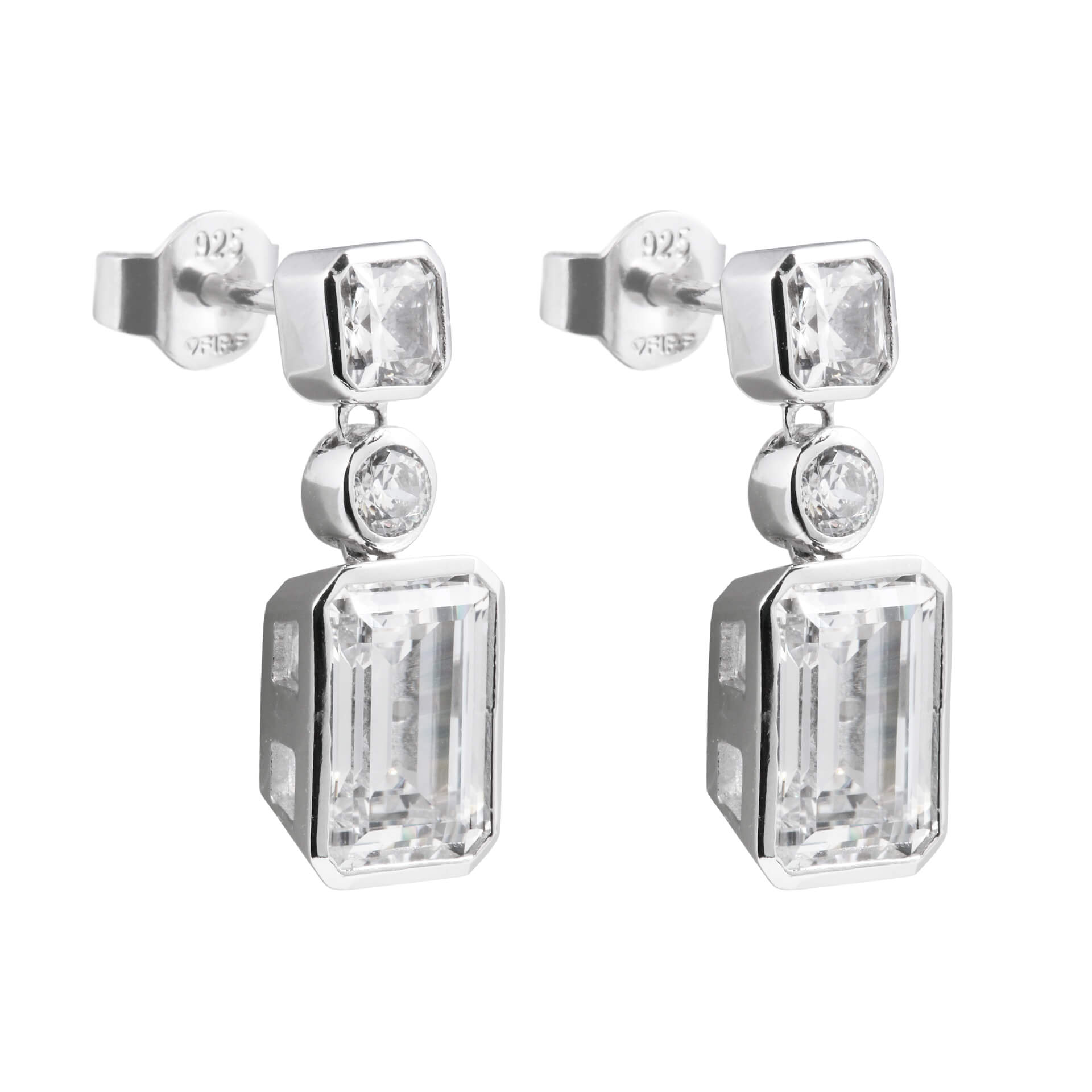 Tri-Stone Drop Earrings