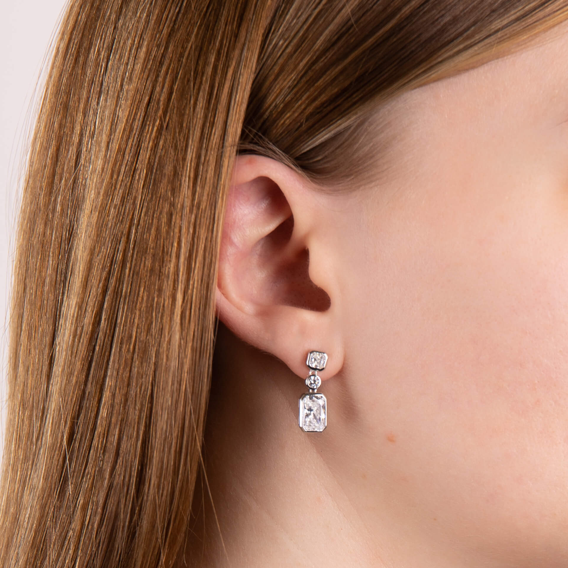 Tri-Stone Drop Earrings