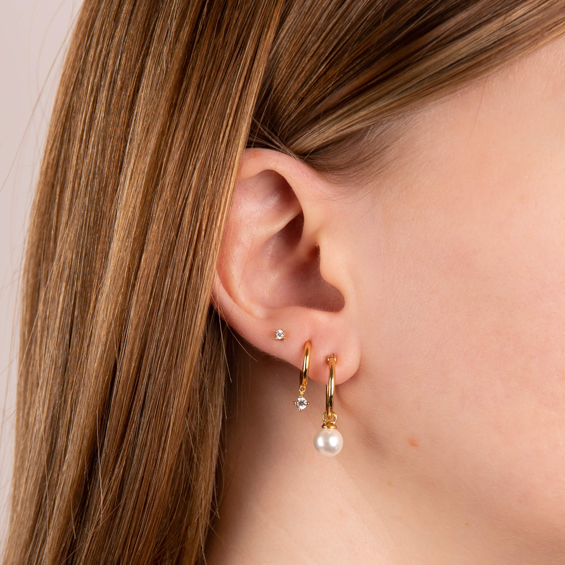 Assembled Hoop Earrings with Shell Pearl