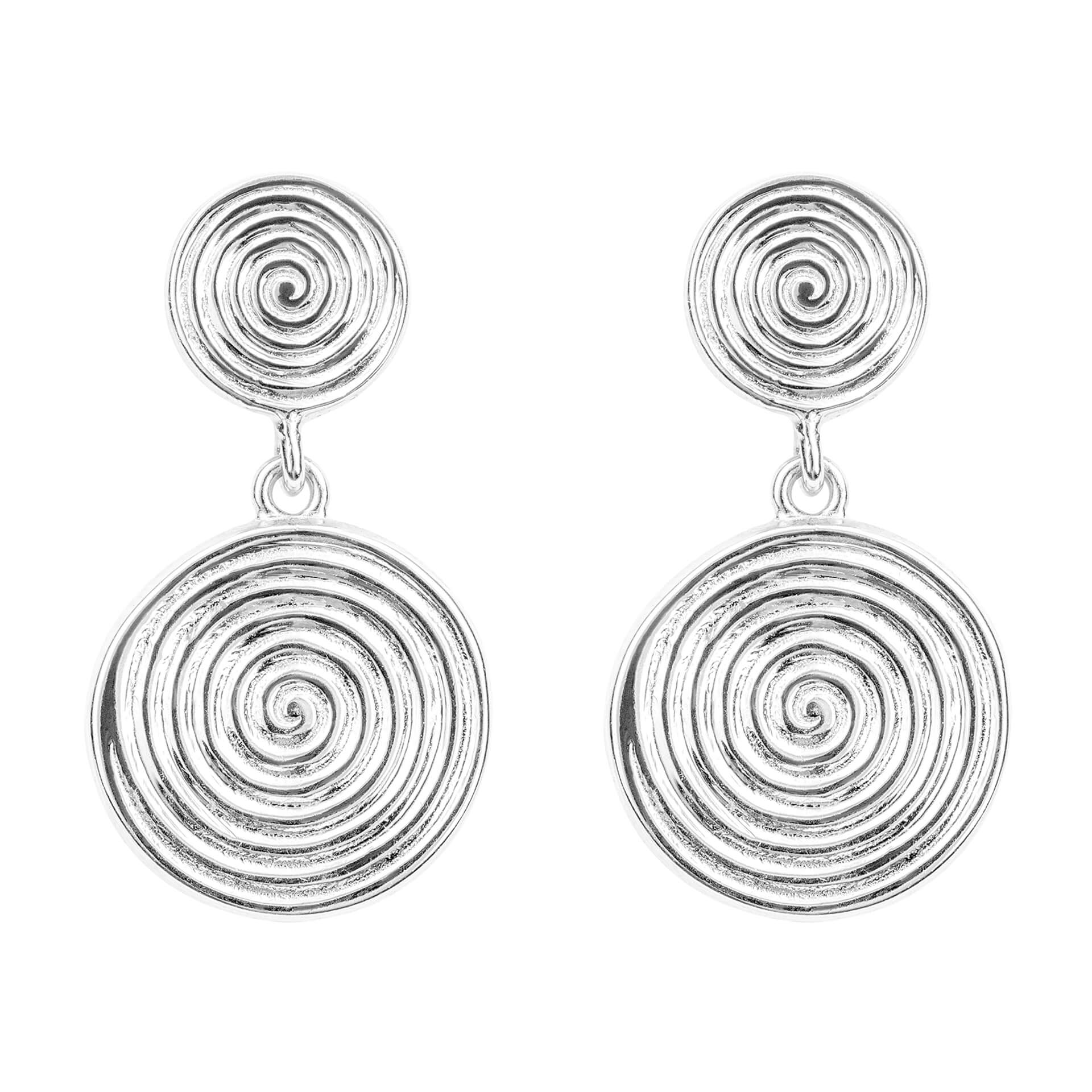Double Spiral Disc Drop Earrings
