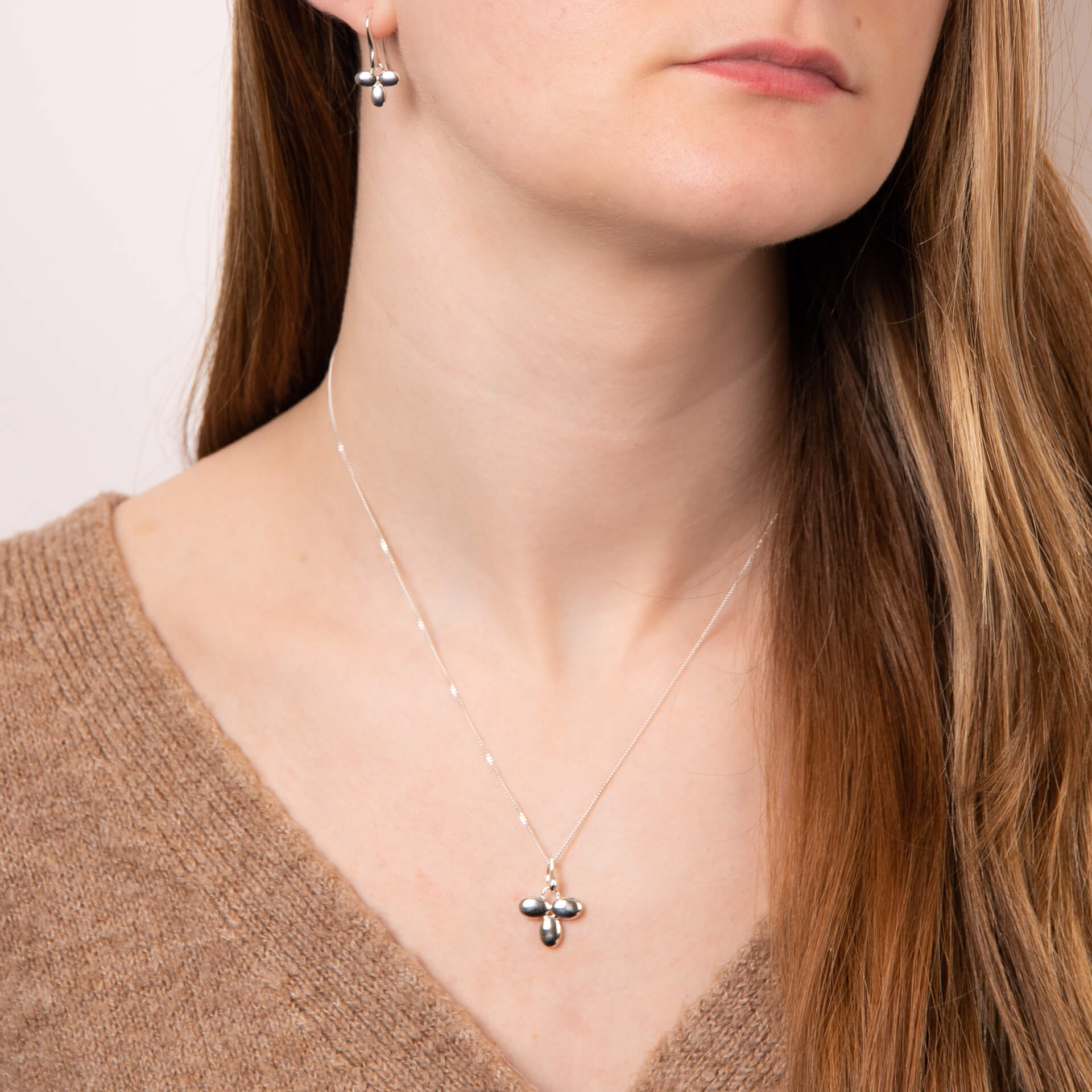 Puffed Tri-Petal Drop Earrings