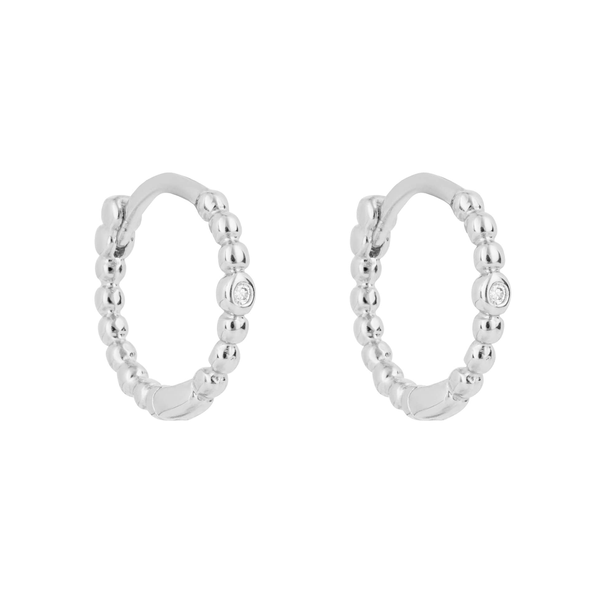 Beaded Hoop Earrings with Cubic Zirconia