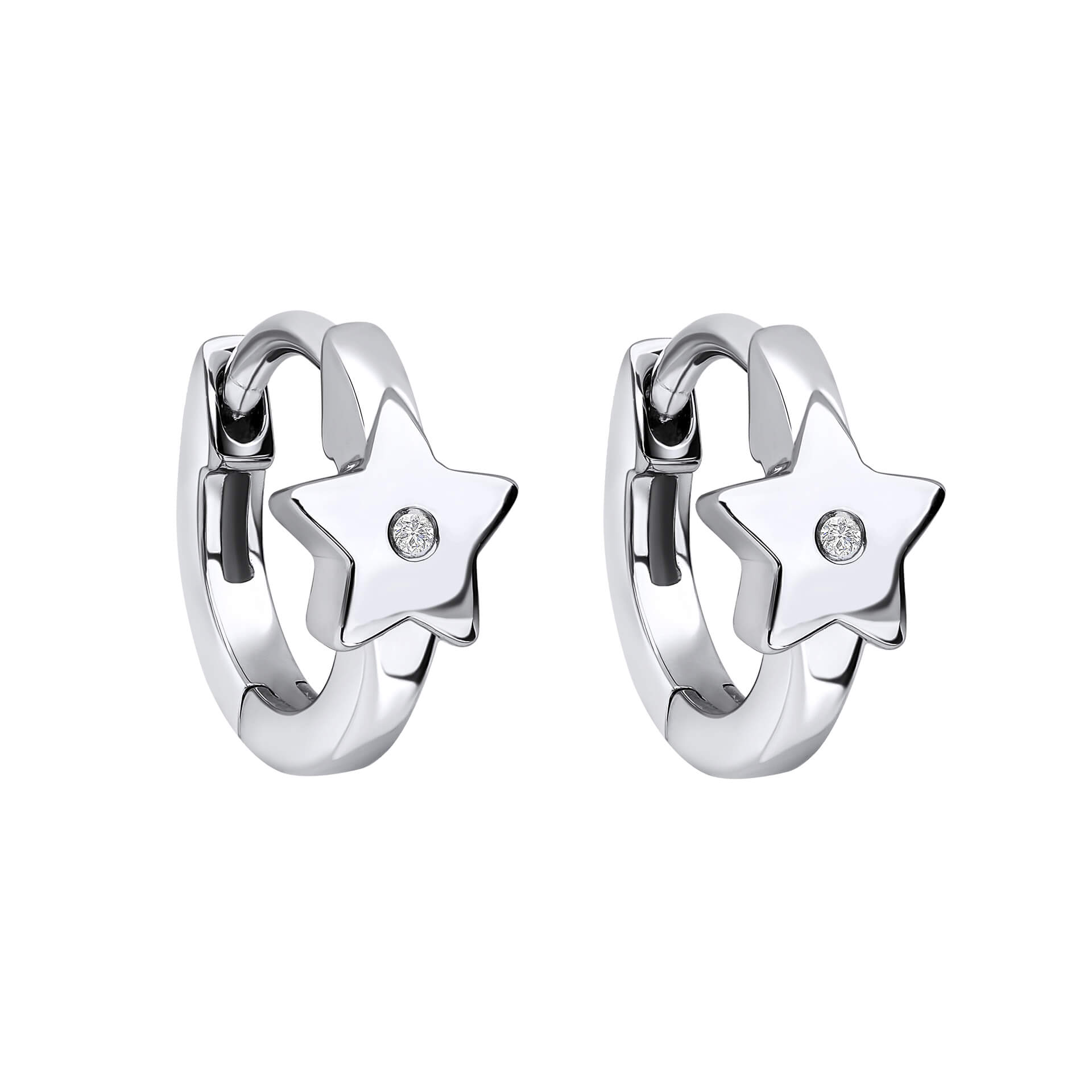 Star Hoop Earrings with Diamond