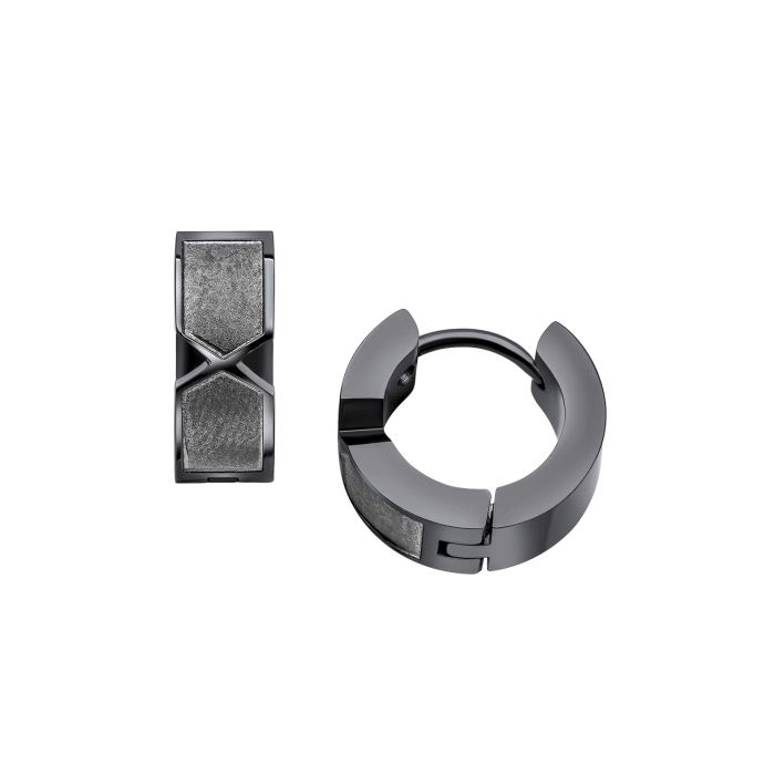 Gunmetal Plated Chevron Hoop Earrings