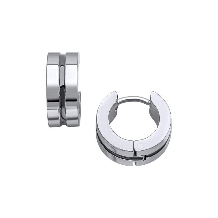 Black Enamel Stripe Hoop Earrings