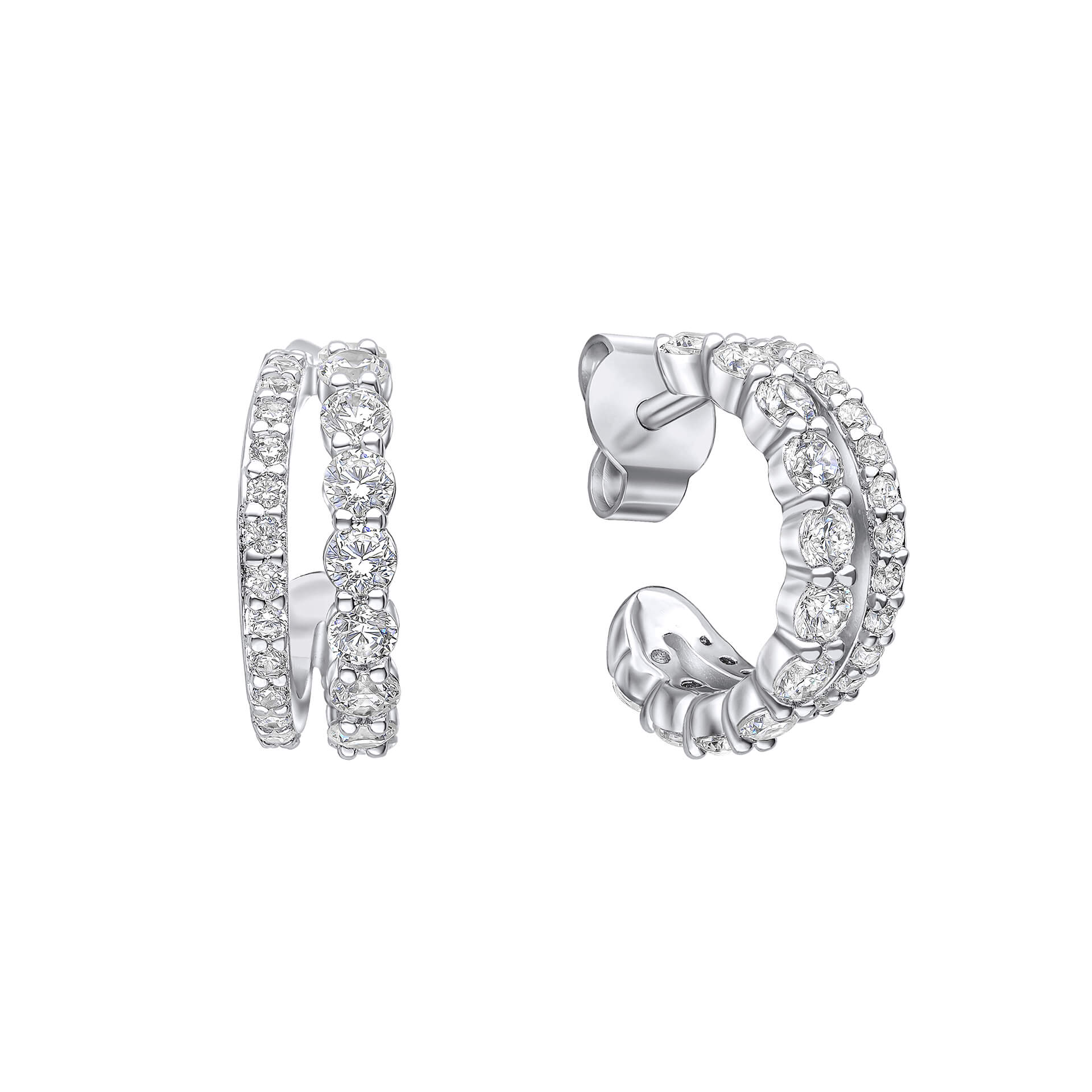 Double Row 3/4 Hoop Earrings