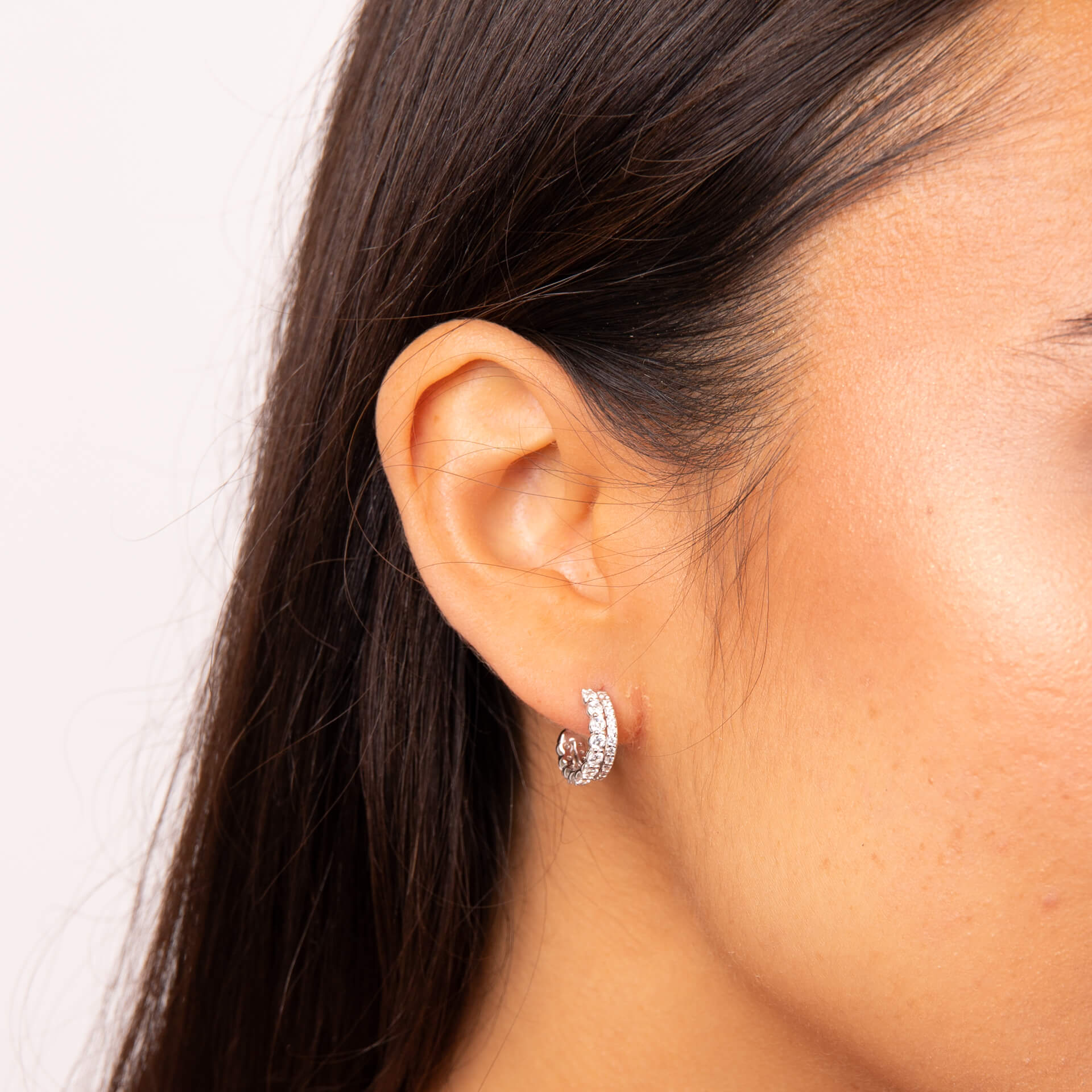 Double Row 3/4 Hoop Earrings