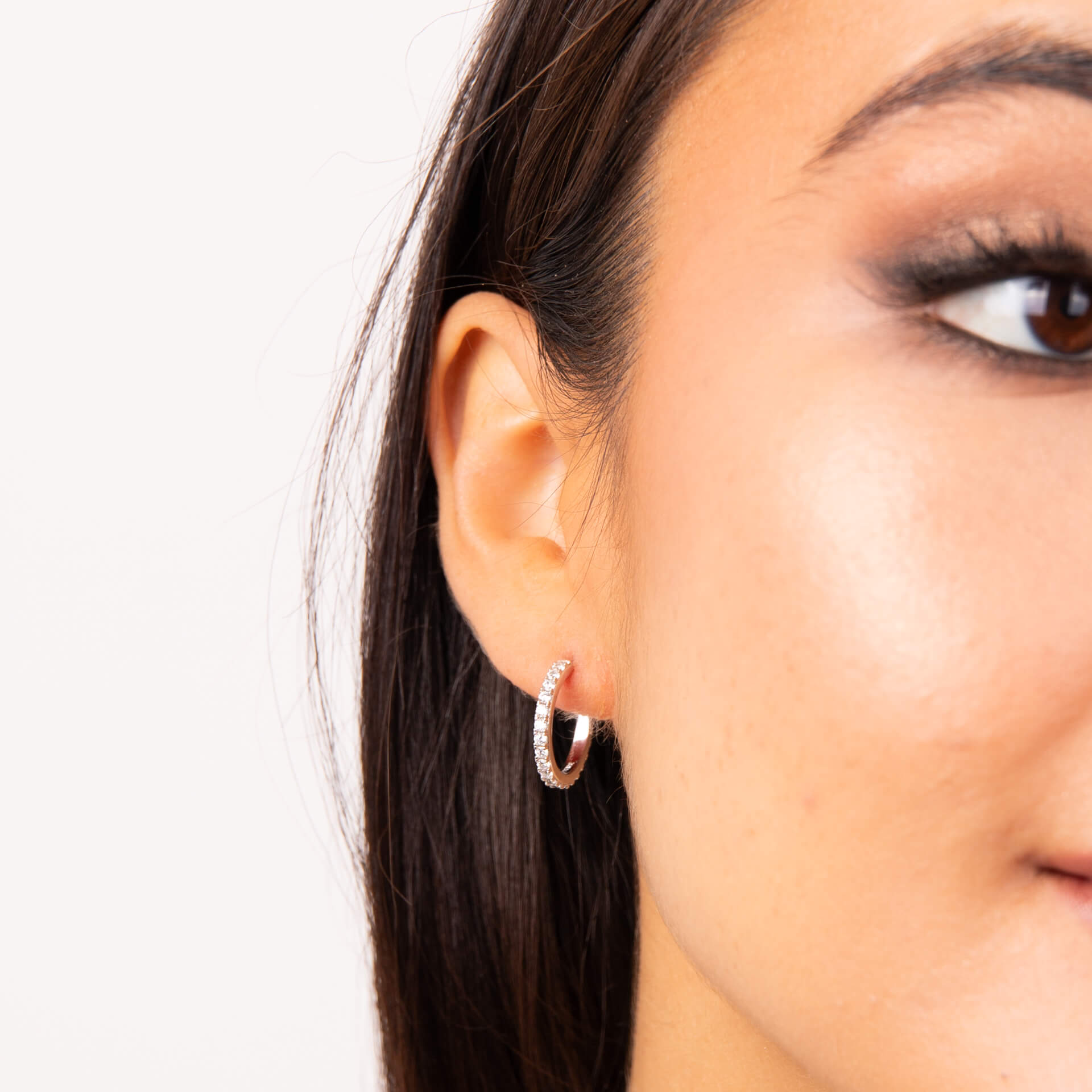 Zirconia 3/4 Hoop Earrings