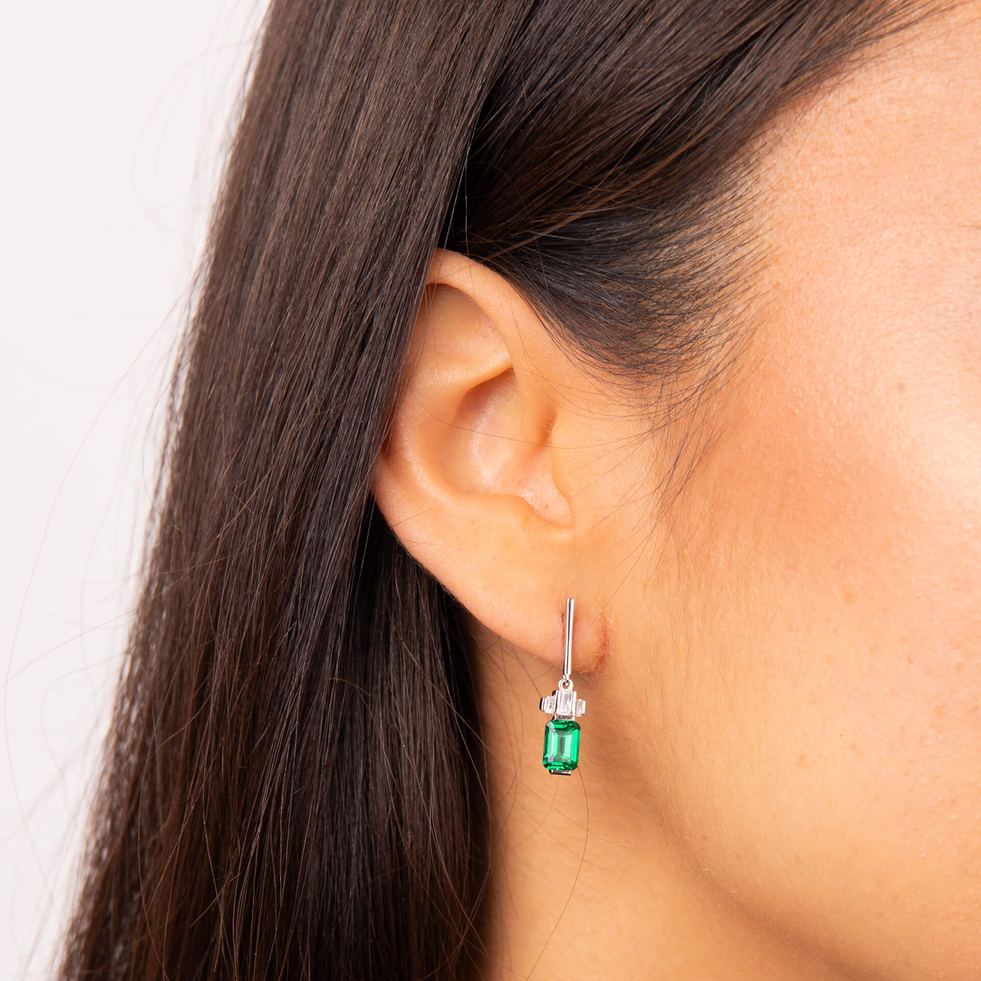Emerald Cut Zirconia Drop Earrings