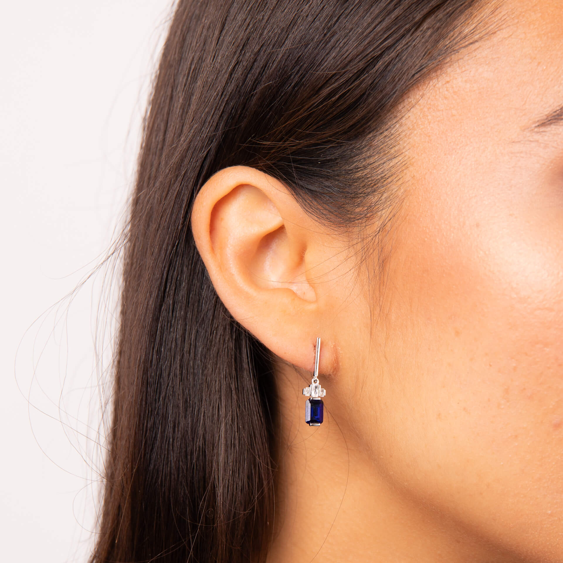 Emerald Cut Zirconia Drop Earrings
