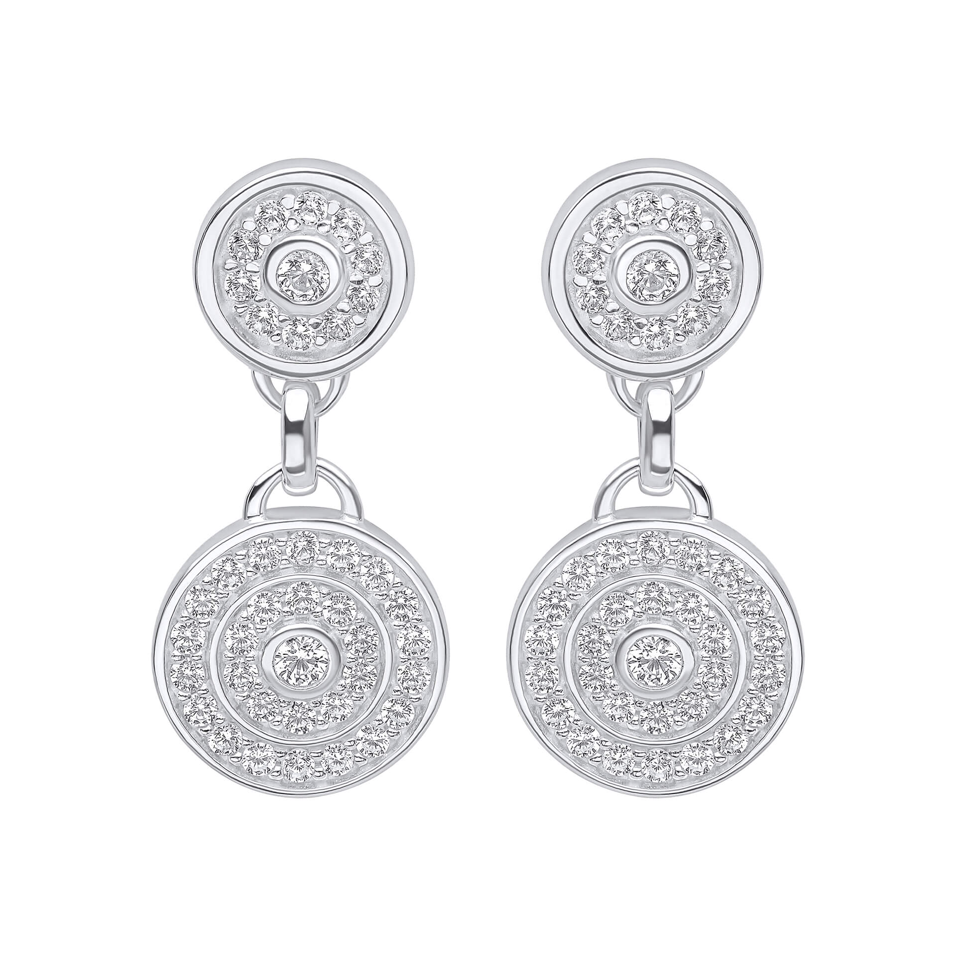 Channel Set Circular Drop Earrings