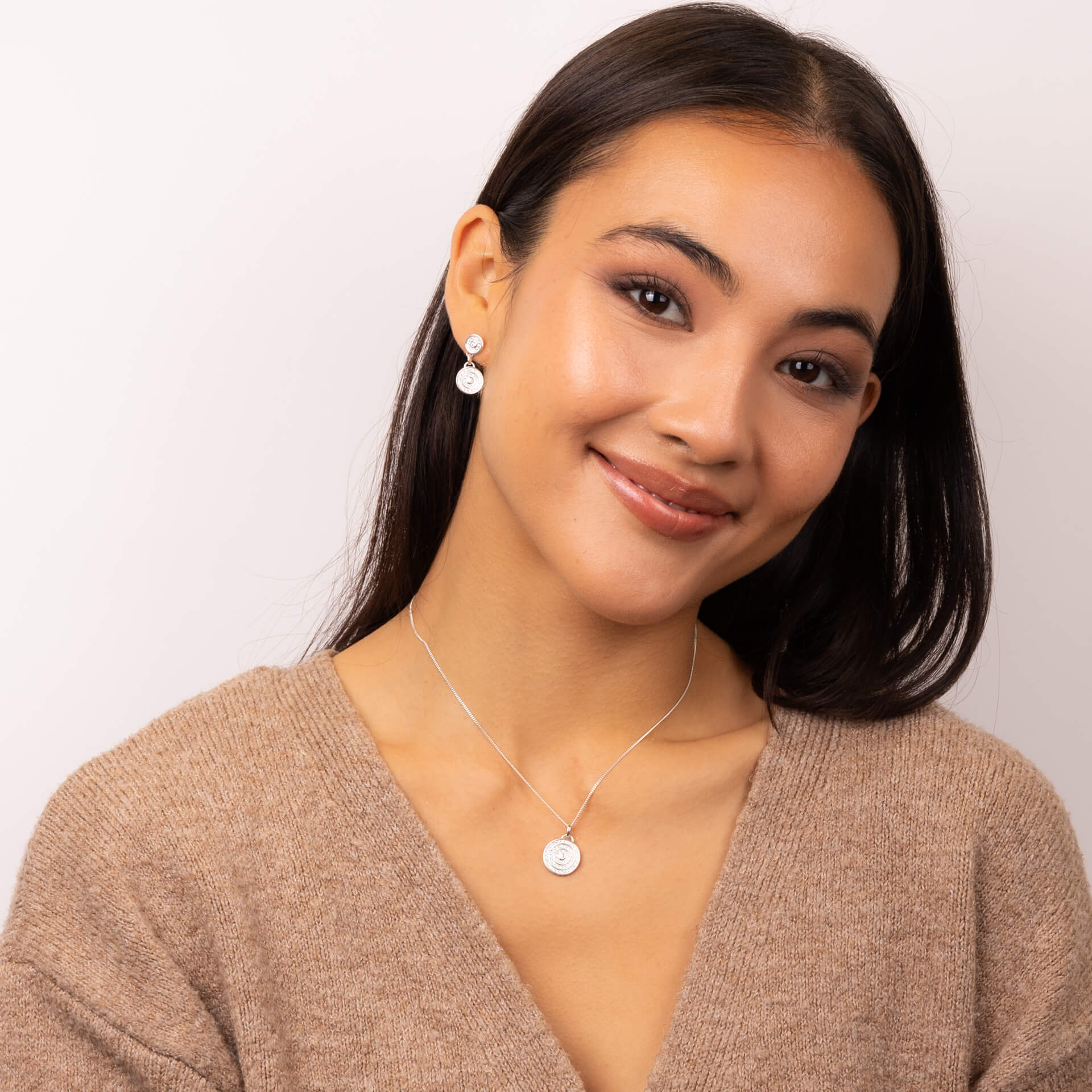 Channel Set Circular Drop Earrings