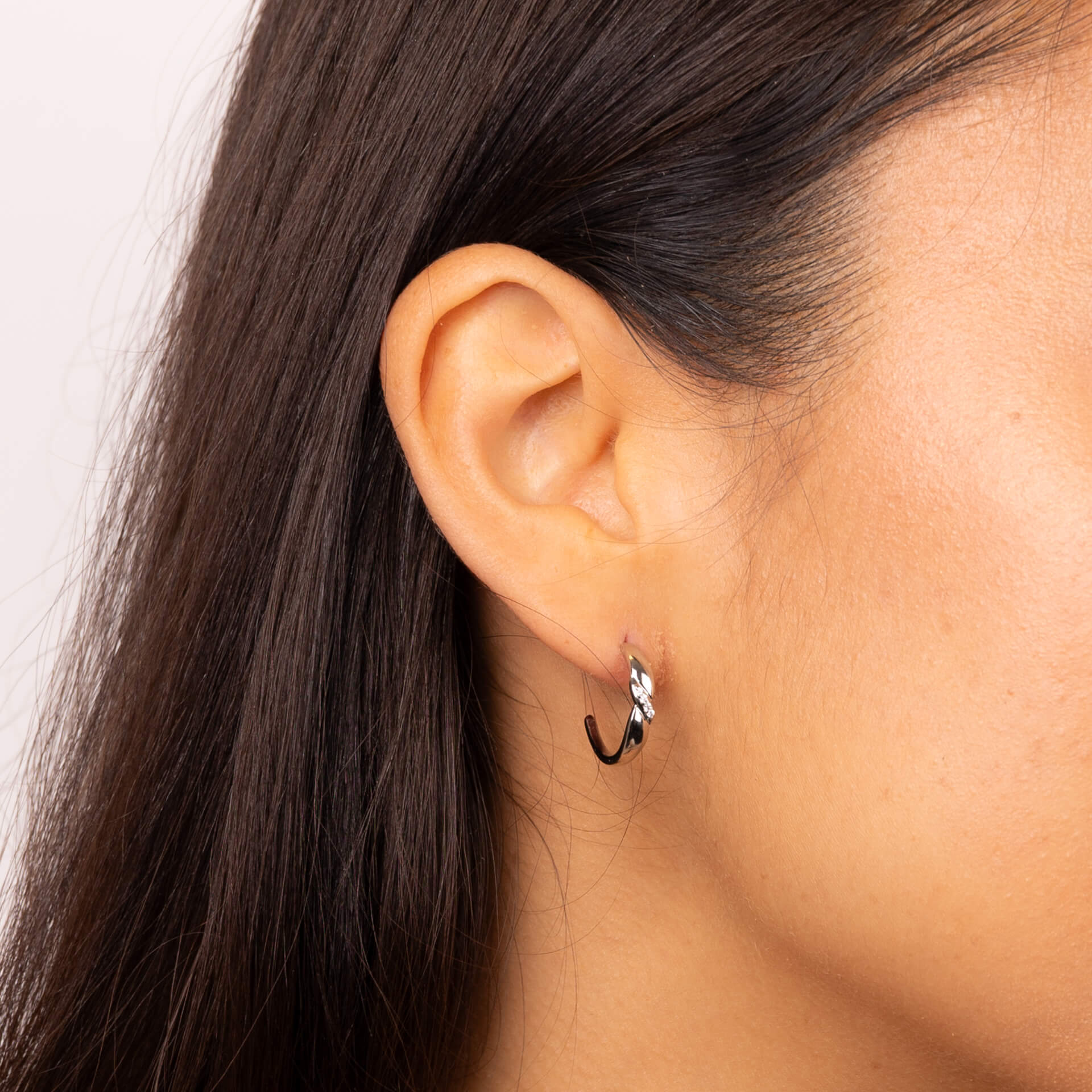 Twist 3/4 Hoop Earrings with Cubic Zirconia